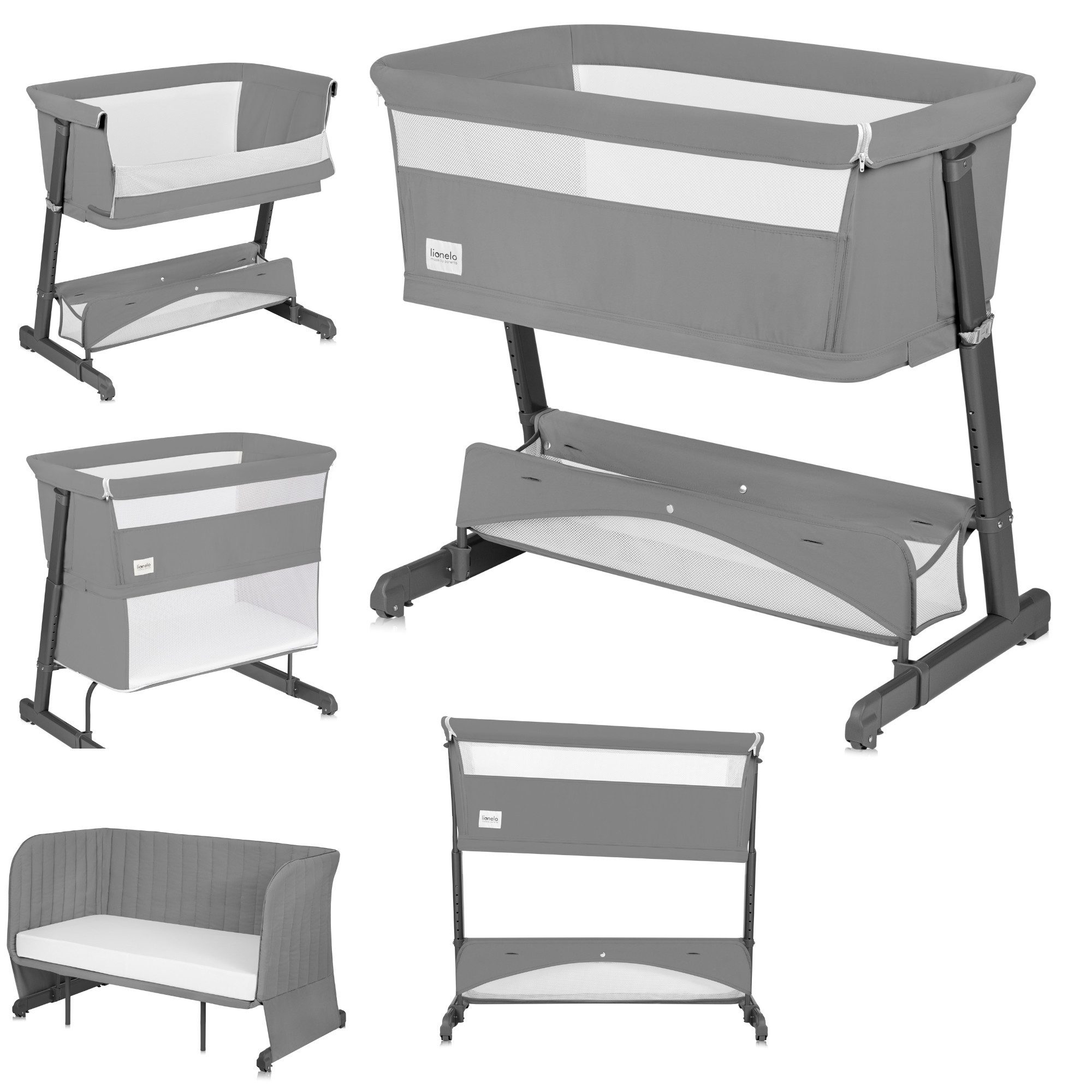 lionelo Baby-Reisebett THOMI PLUS, 5-in-1-Bett/Sofa/7 Verstellstufen/2 Rollen