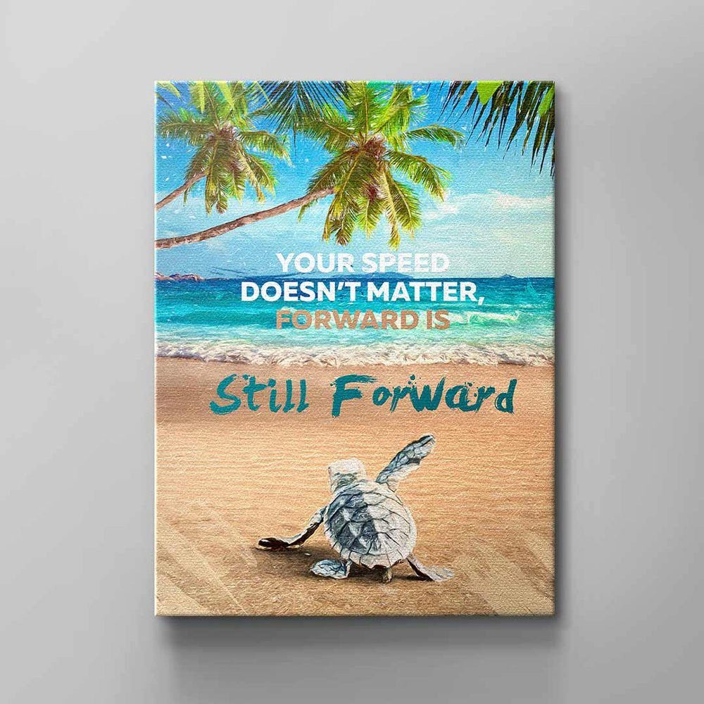 braun Wandbild baum blau motivation schildkröte ohne Rahmen ozean DOTCOMCANVAS® Leinwandbild, grün Englisch, vorwärts