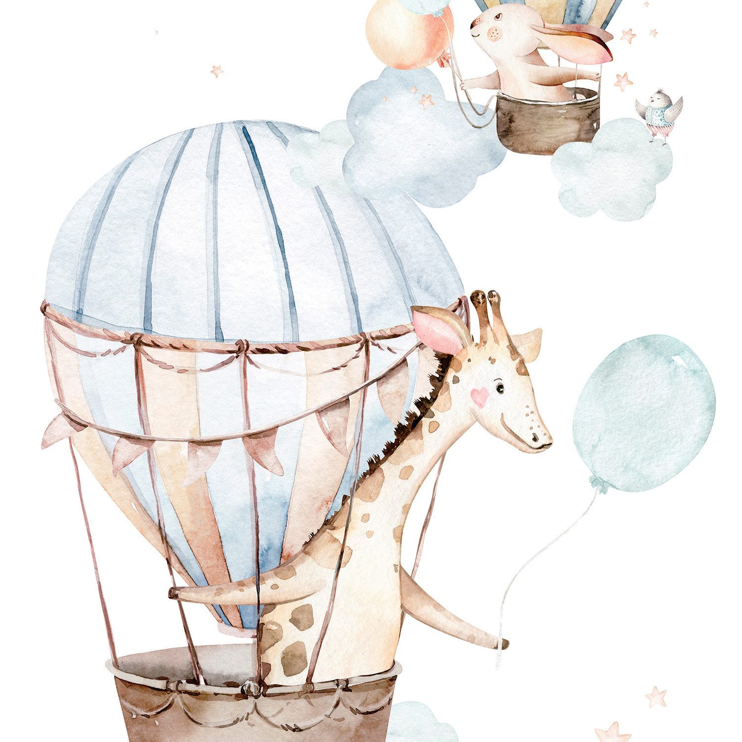 Rasch Fototapete Kinderzimmer Tiere in Heißluftballons - 2,8m x 1,59m, strukturiert, Tiere, gemustert, Comic, (1 St), Heißluftballons