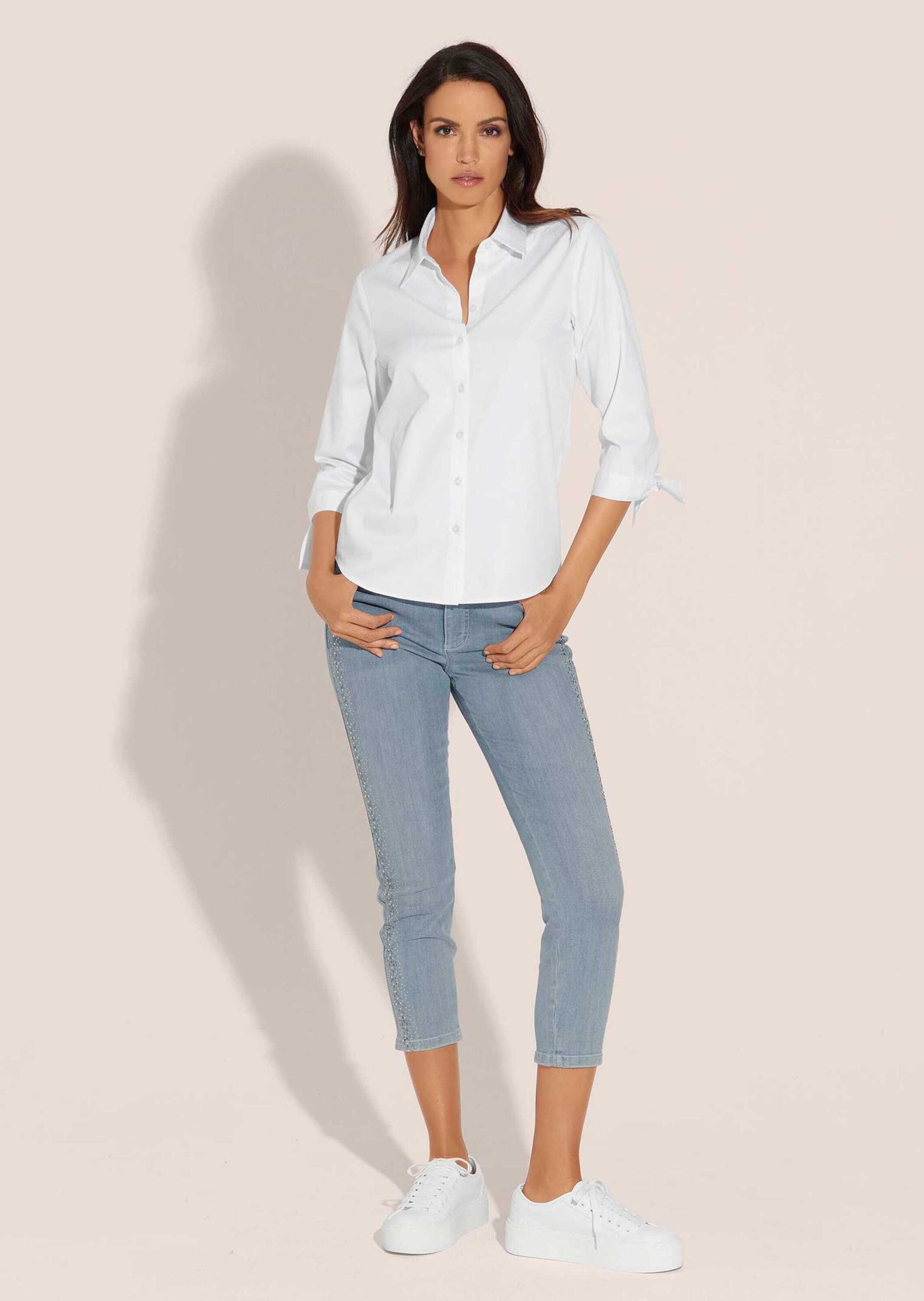 MADELEINE Gerade Jeans Schlanke 7/8-Jeans mit Glanz-Effekt