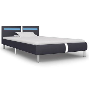 vidaXL Bett Bettgestell mit LED Schwarz Kunstleder 90x200 cm