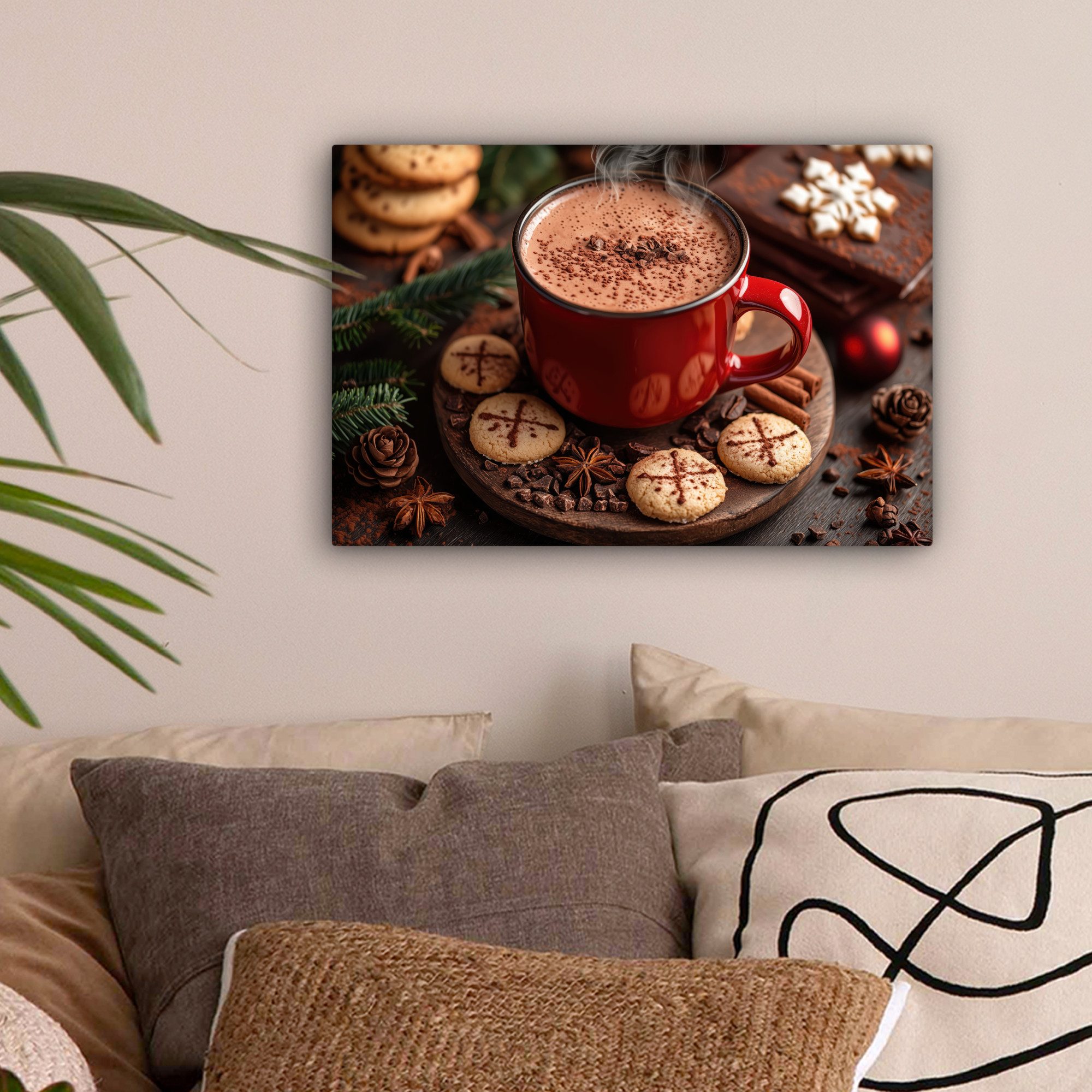 OneMillionCanvasses® Leinwandbild Schokoladenmilch - Becher - Winter - Weih günstig online kaufen