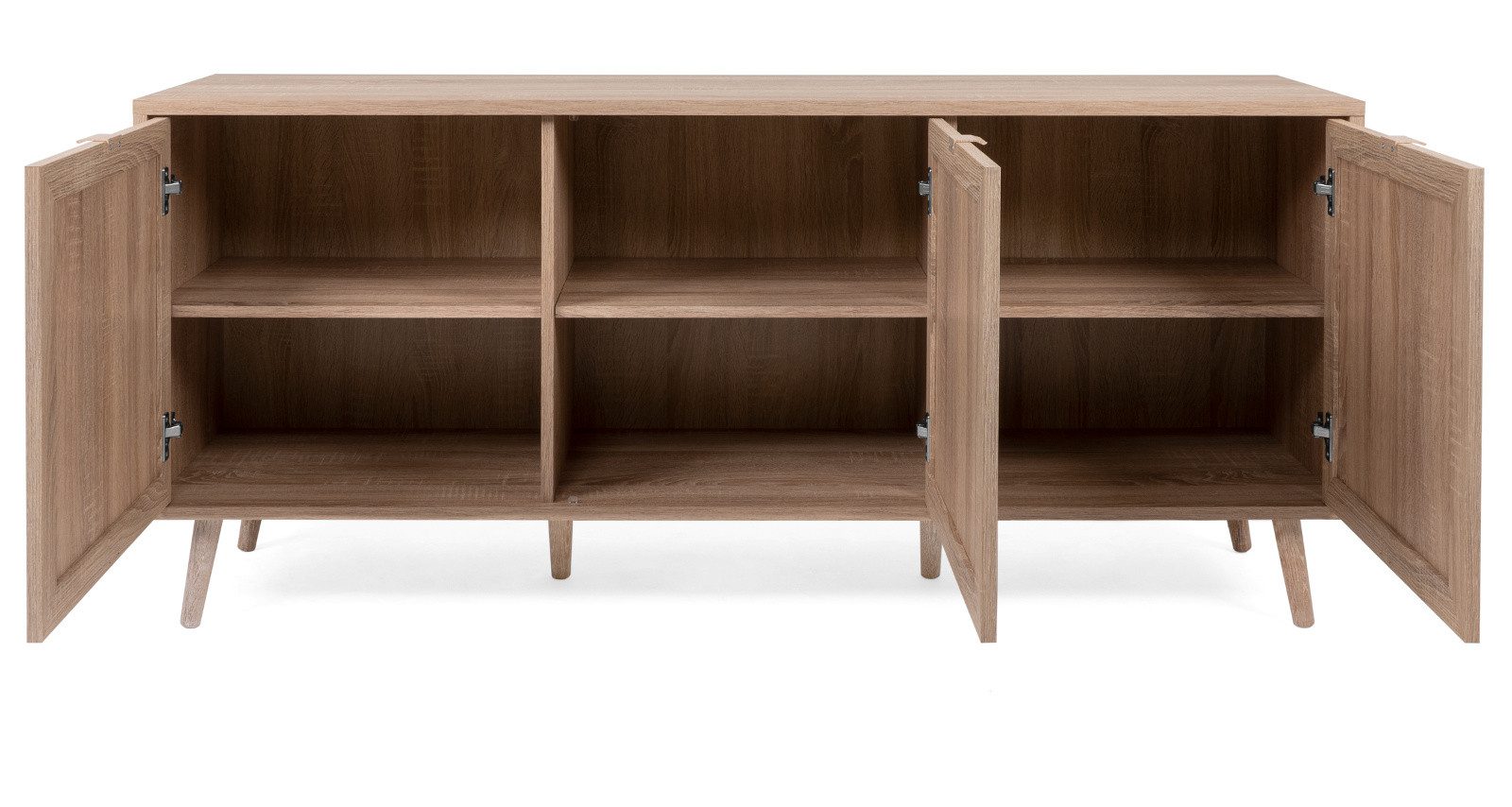 Furn.Design Sideboard Niran (Kommode in Sonoma Eiche mit Bast - Dekor, 150 x 71 cm), skandinavisches Design