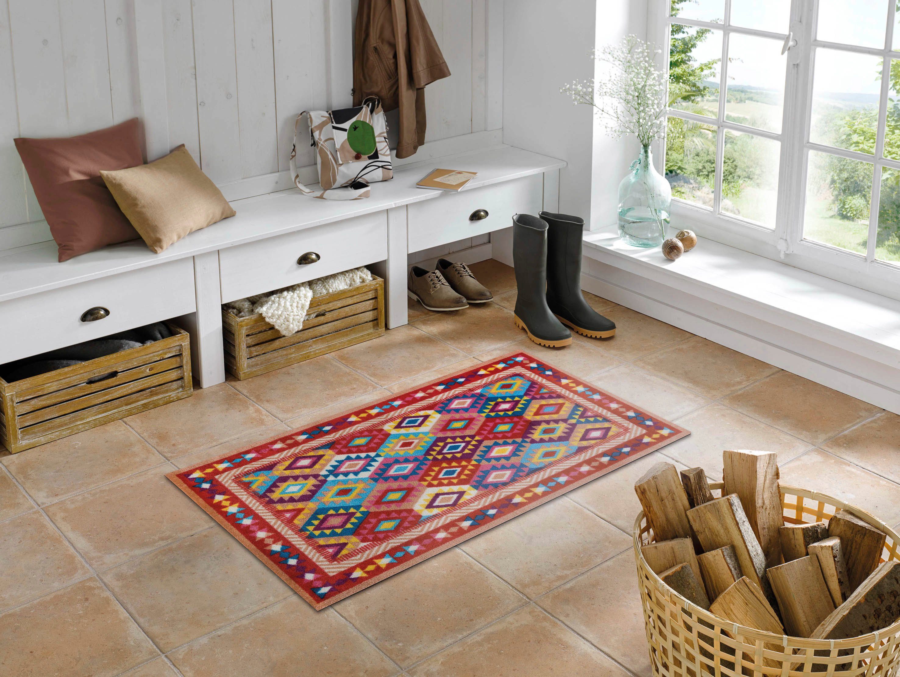 Teppich Santa Fe, rechteckig, by wash+dry Outdoor Höhe: In- Wohnzimmer 9 waschbar, mm, und Kleen-Tex, geeignet