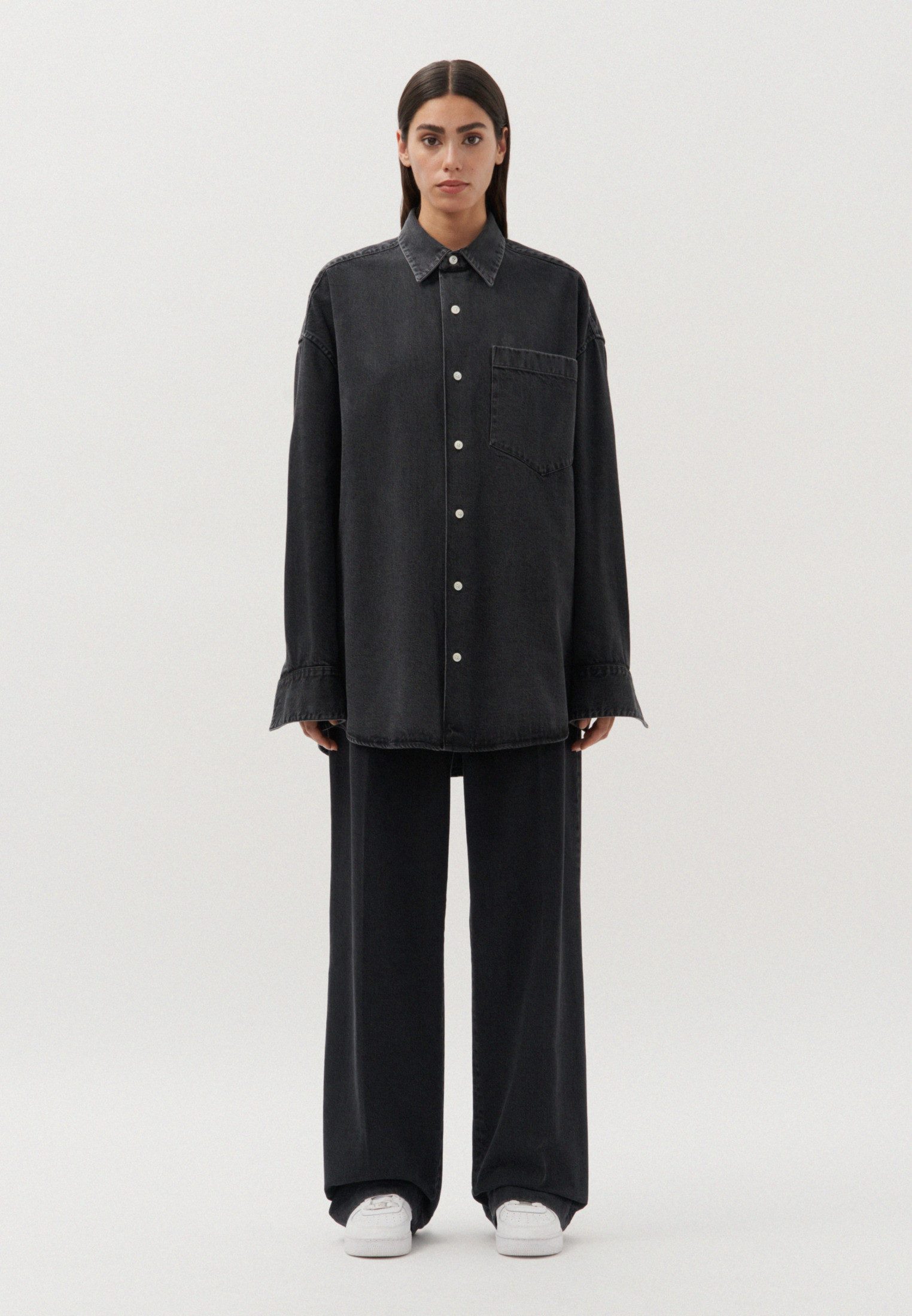 studio seidensticker Jeanshemd Studio Oversized Langarm Kentkragen Uni günstig online kaufen