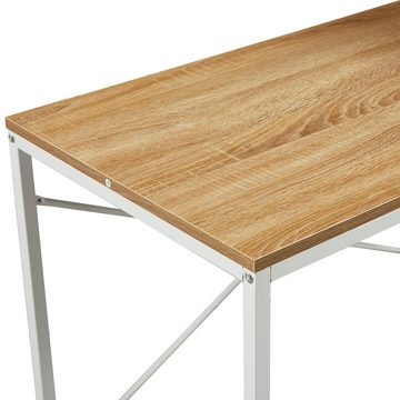 SVITA Schreibtisch COMBO2 (1-St., 1 Tisch mit Regal), Eichenholz-Optik, Vintage-Tischplatte, Metallgestell, Hellbraun