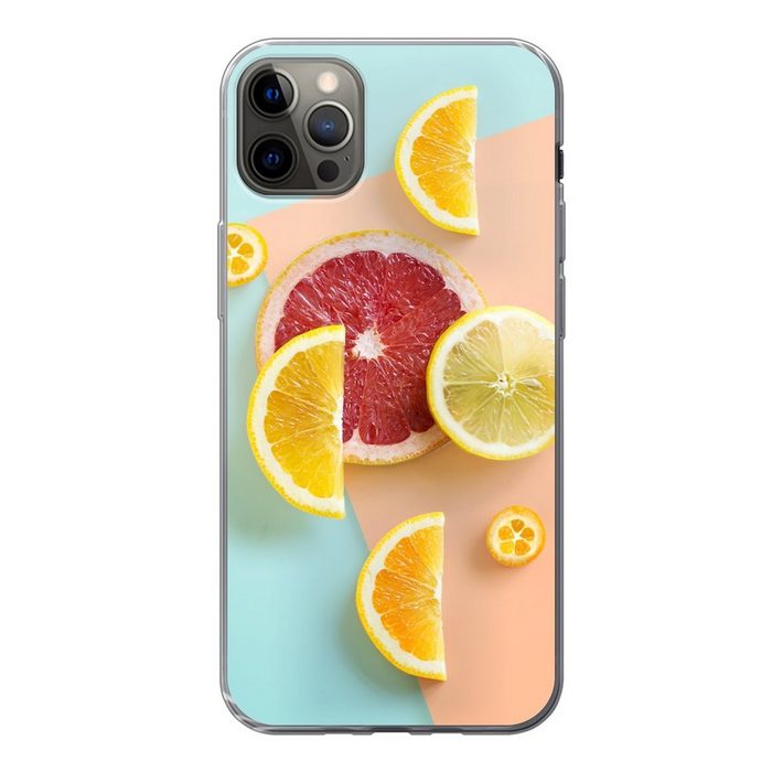 MuchoWow Handyhülle Zitrus - Zitrone - Pastell Handyhülle Apple iPhone 12 Pro Max Smartphone-Bumper Print Handy