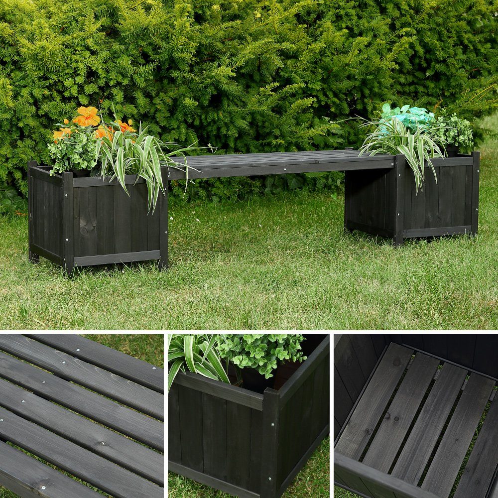 Mucola Gartenbank Gartenbank mit 2 Blumenkästen günstig online kaufen