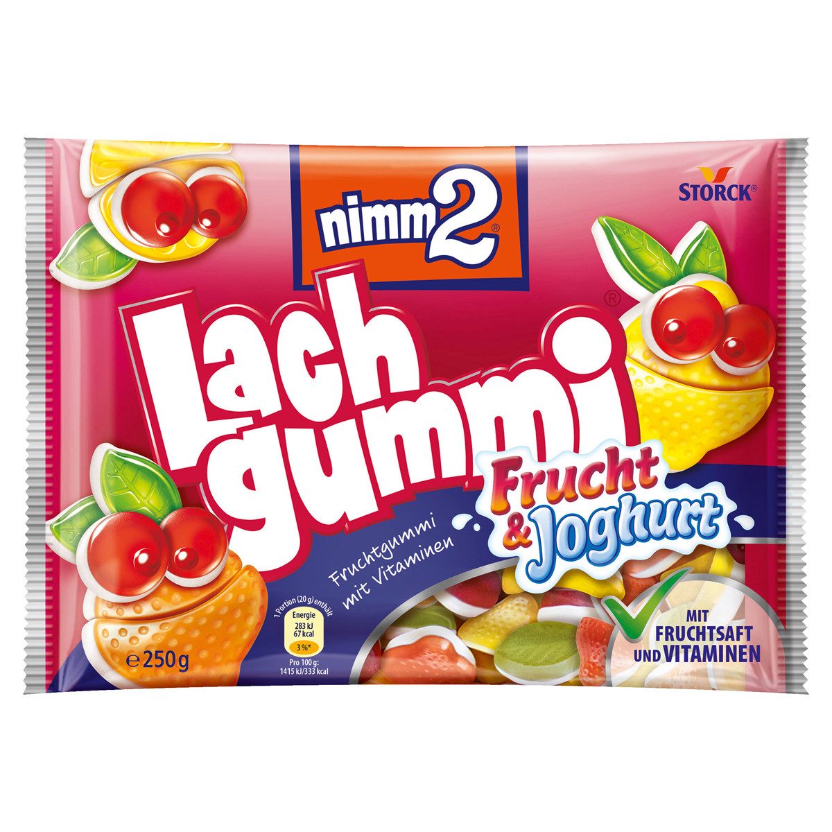 NIMM2 Süßigkeit, nimm2 Lachgummi Frucht und Joghurt zart cremige Fruchtgummi 250g