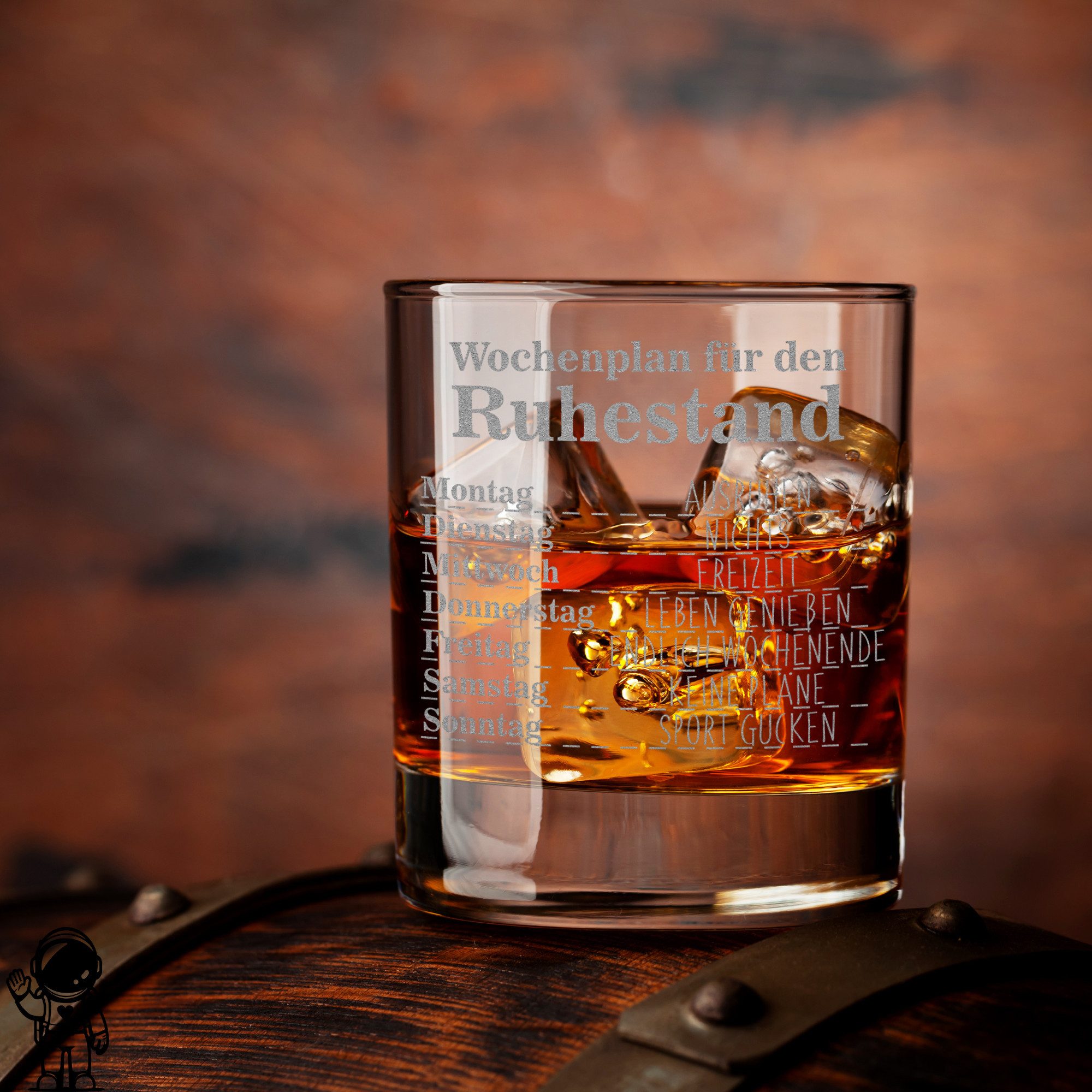 Lasernauten Whiskyglas Glas mit Gravur zur Rente Ruhestand Whiskyglas Geschenk Pensionierung, mit Gravur