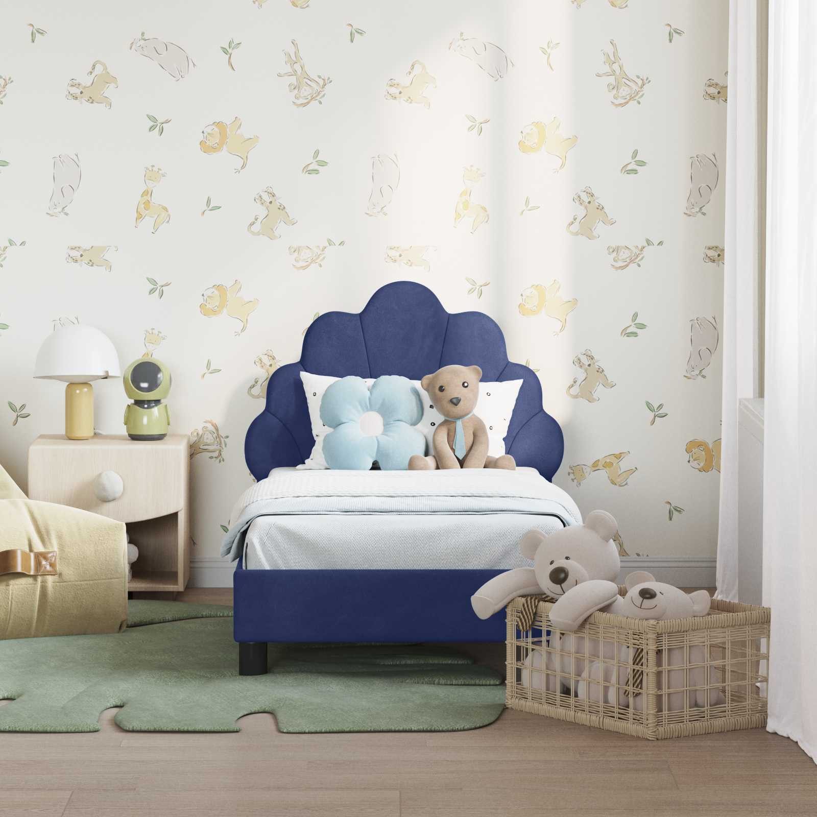 vidaXL Bett Kinderbettgestell mit Kopfteil Polizeiblau 70 x 140 cm Samt (1- günstig online kaufen