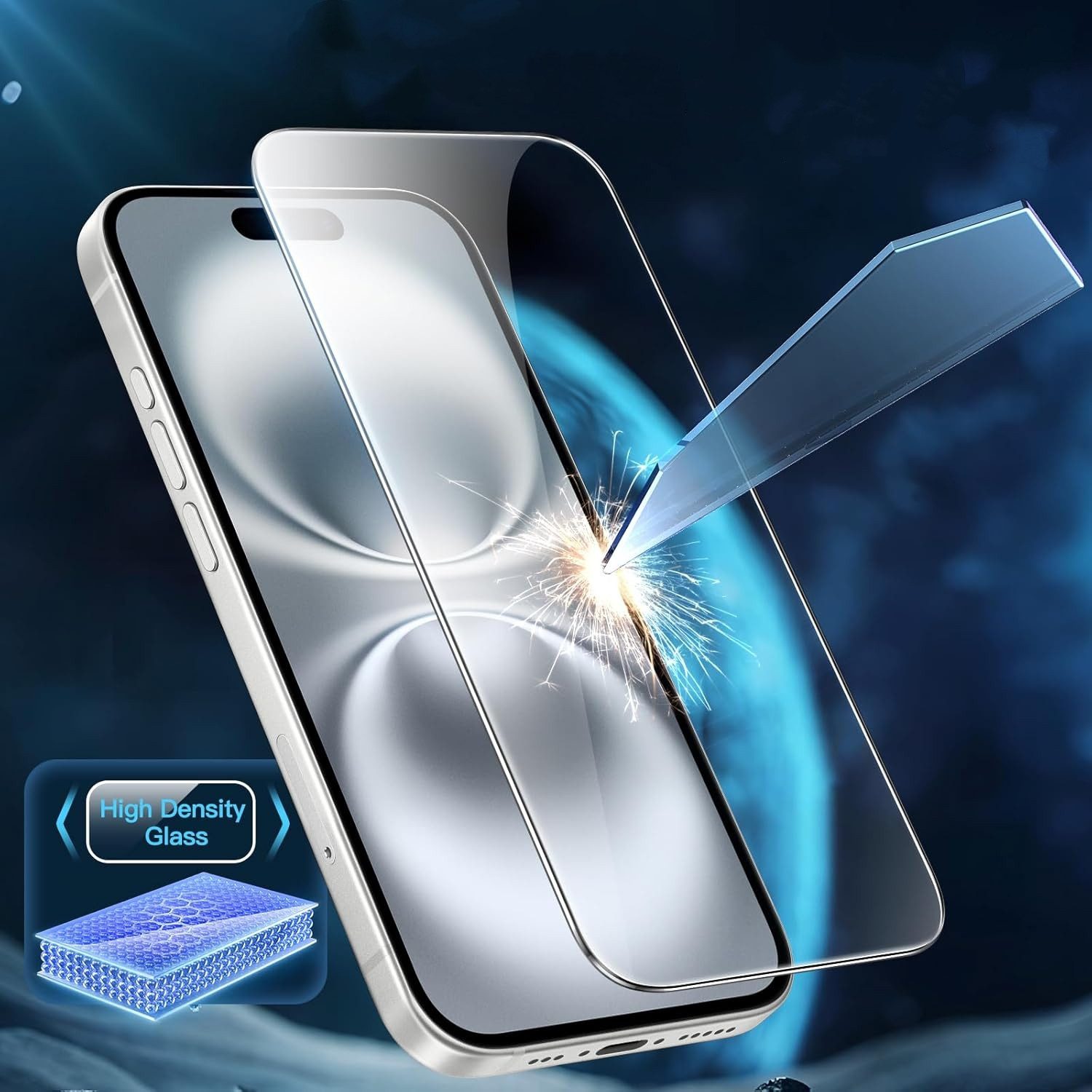 CLM-Tech Displayschutzglas 3X für iPhone 17 Pro / iPhone 18 Pro 6,3 Zoll, Panzerglas Folie - Anti-Fingerabdruck und kratzfest -, 3 Stück, Gehärtetes 9H Glas – Bild 3 von 5