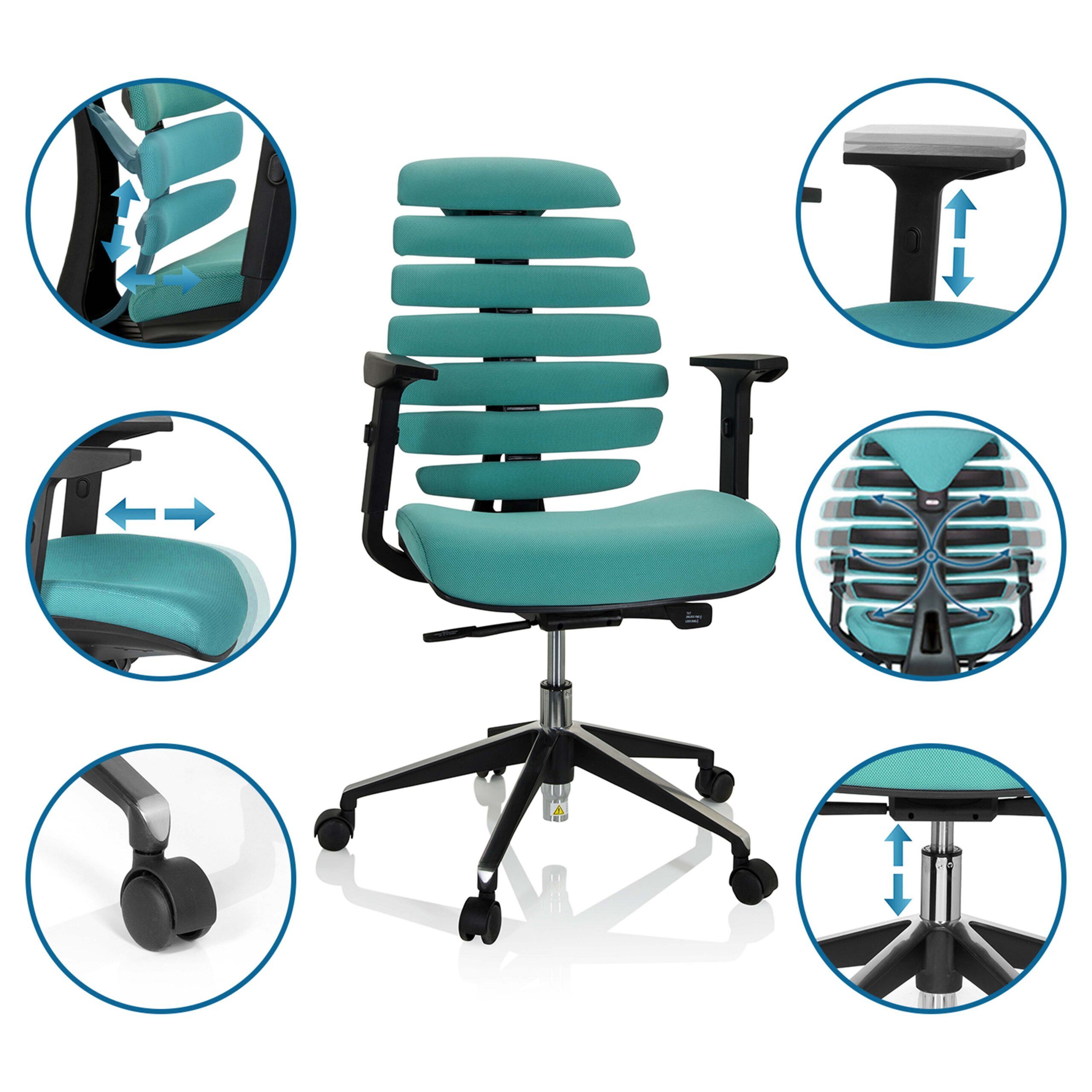 hjh OFFICE Drehstuhl Profi Bürostuhl Ergo Line Ii Stoff mit Armlehnen (1 St), Ergonomischer Chefsessel, Schreibtischstuhl höhenverstellbar