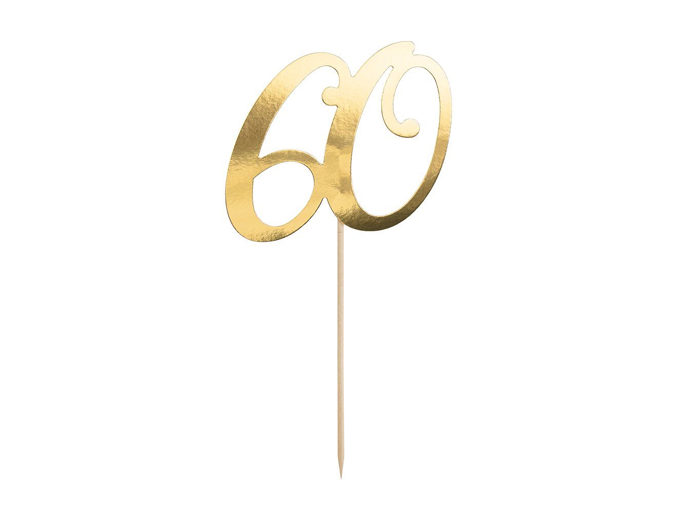 partydeco Tortenstecker, Cake Topper "60" gold 21cm