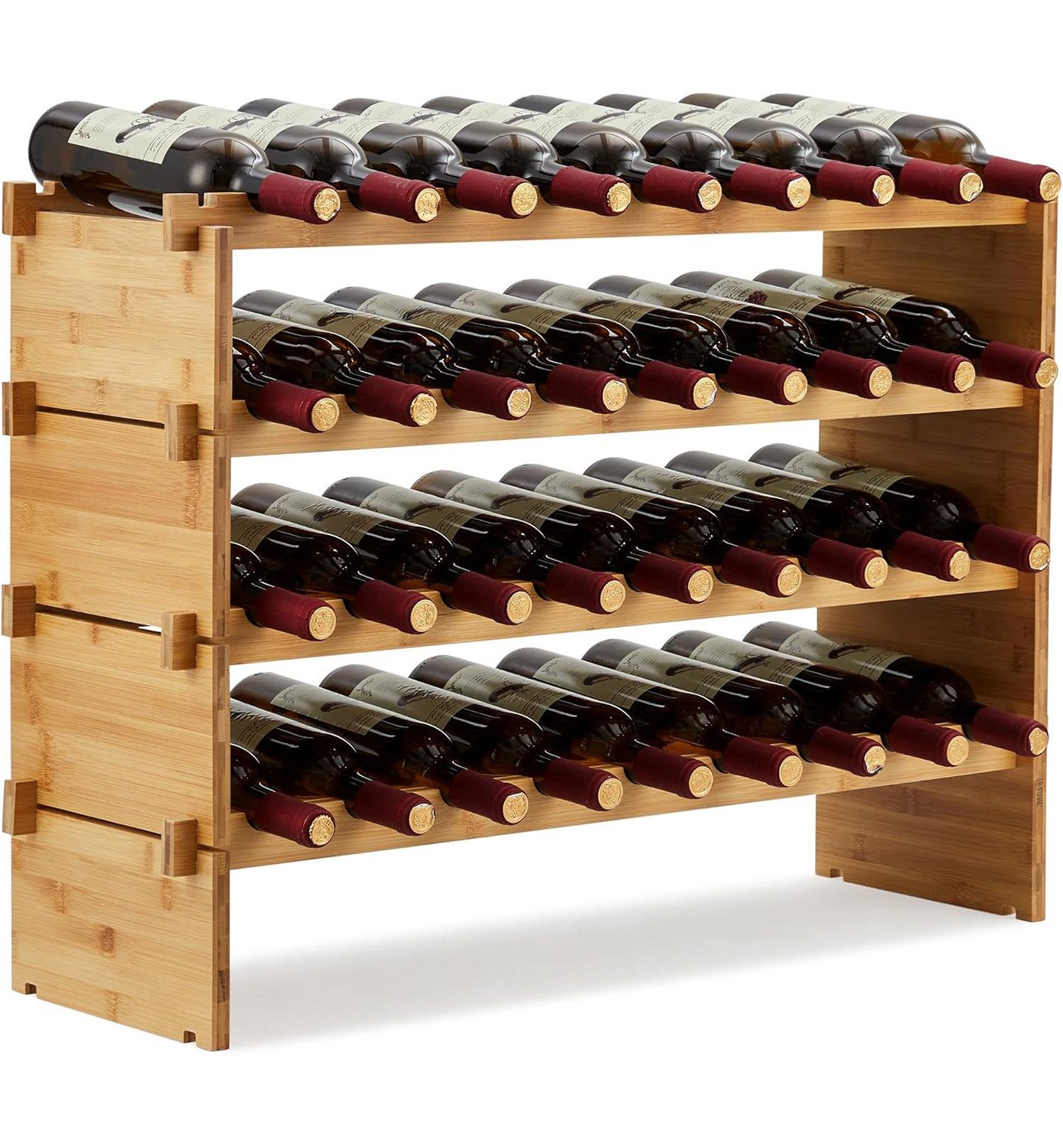 GarveeMore Weinregal Bambus,Stapelbar Flaschenregal Ohne Schrauben,AA-Quali günstig online kaufen