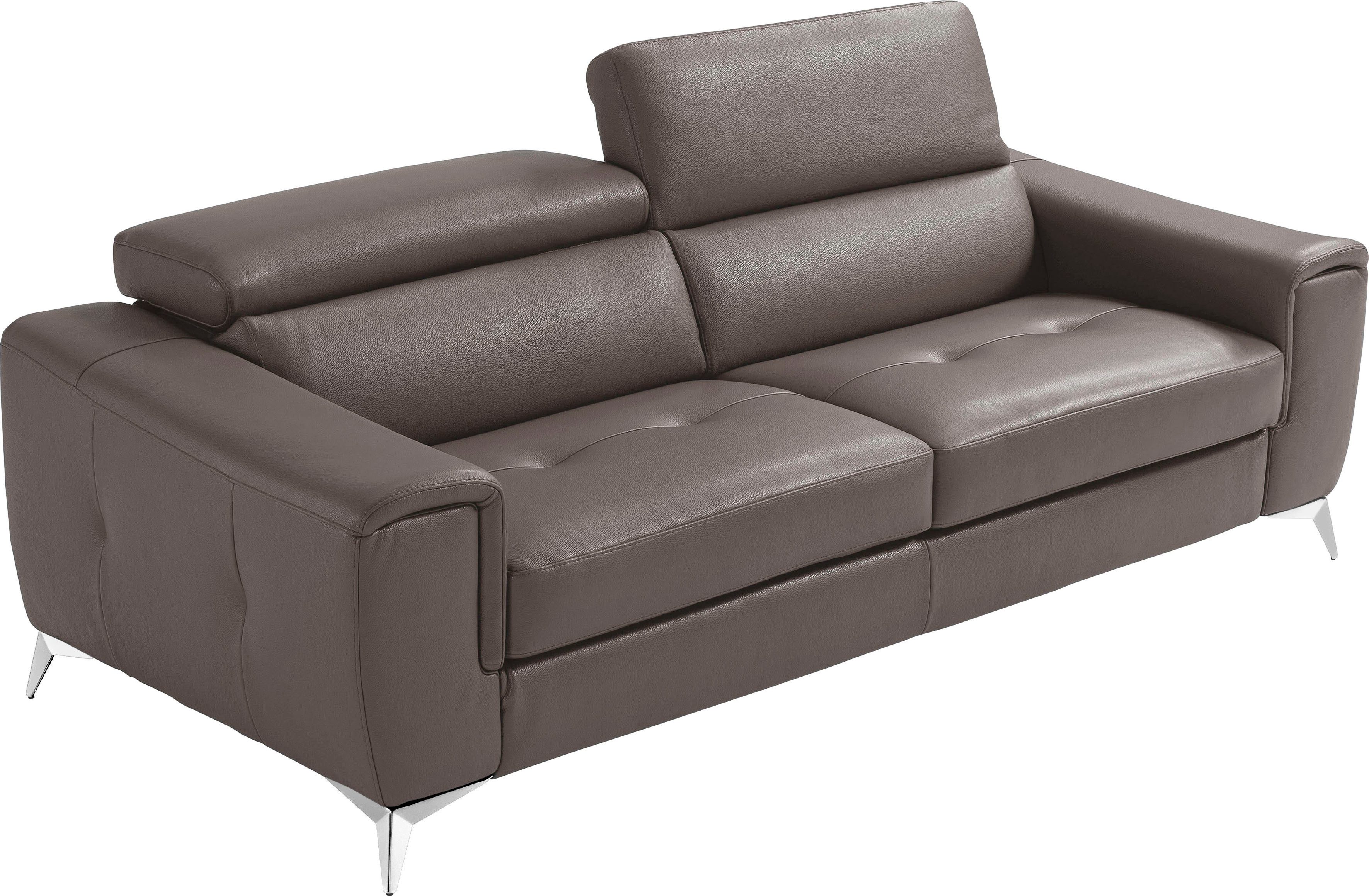 Egoitaliano 2,5-Sitzer Francine, Designsofa, Loungesofa, Breite 213 cm, Fußfarbe chrom, Designfuß, Leder BULL, graphit