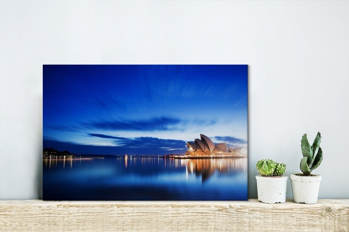 St), cm Wanddeko, Australien, 30x20 Aufhängefertig, Sydney Himmel über von Leinwandbild Wandbild dem in Blauer Opernhaus (1 OneMillionCanvasses® Leinwandbilder,