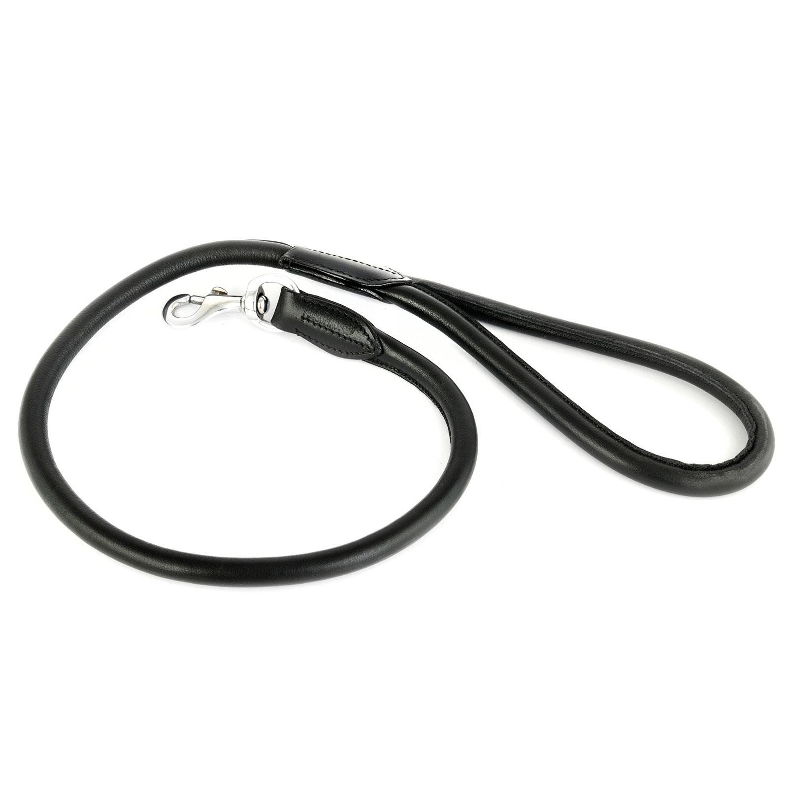 Monkimau Hundeleine Hundeleine aus Leder schwarz 1m, Robust