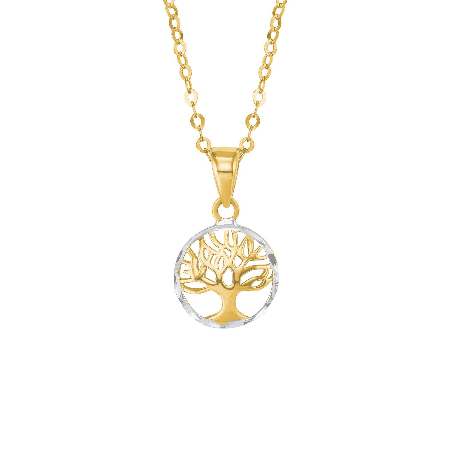 Amor Goldkette für Damen, Gold 585, Lebensbaum (2-tlg., Kette mit Anhänger)