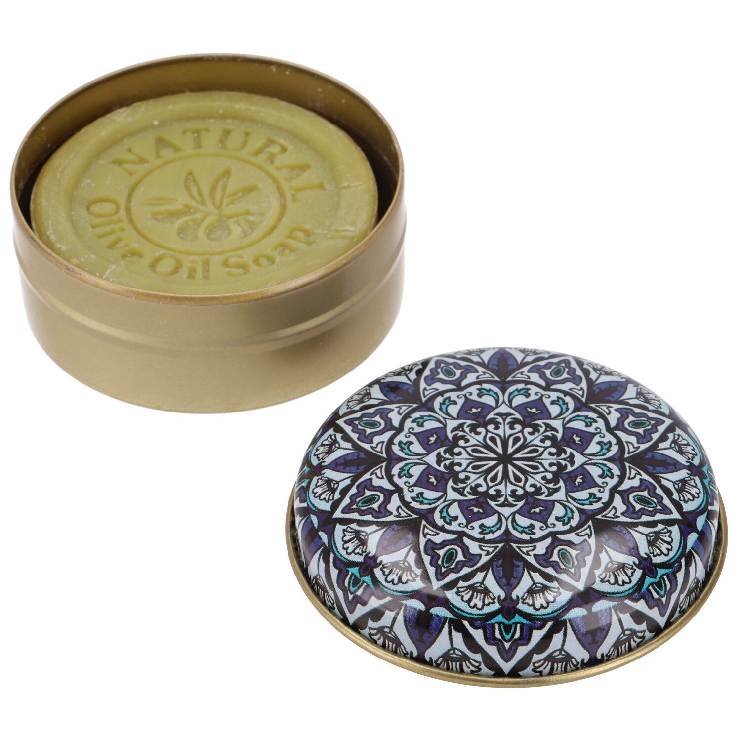 Guru-Shop Handseife Hübsche Blechdose mit Olivenöl Seife,125g -..