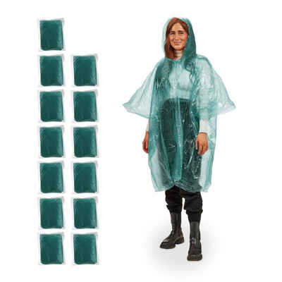 relaxdays Regenponcho Einweg Regenponcho 13er Set Grün