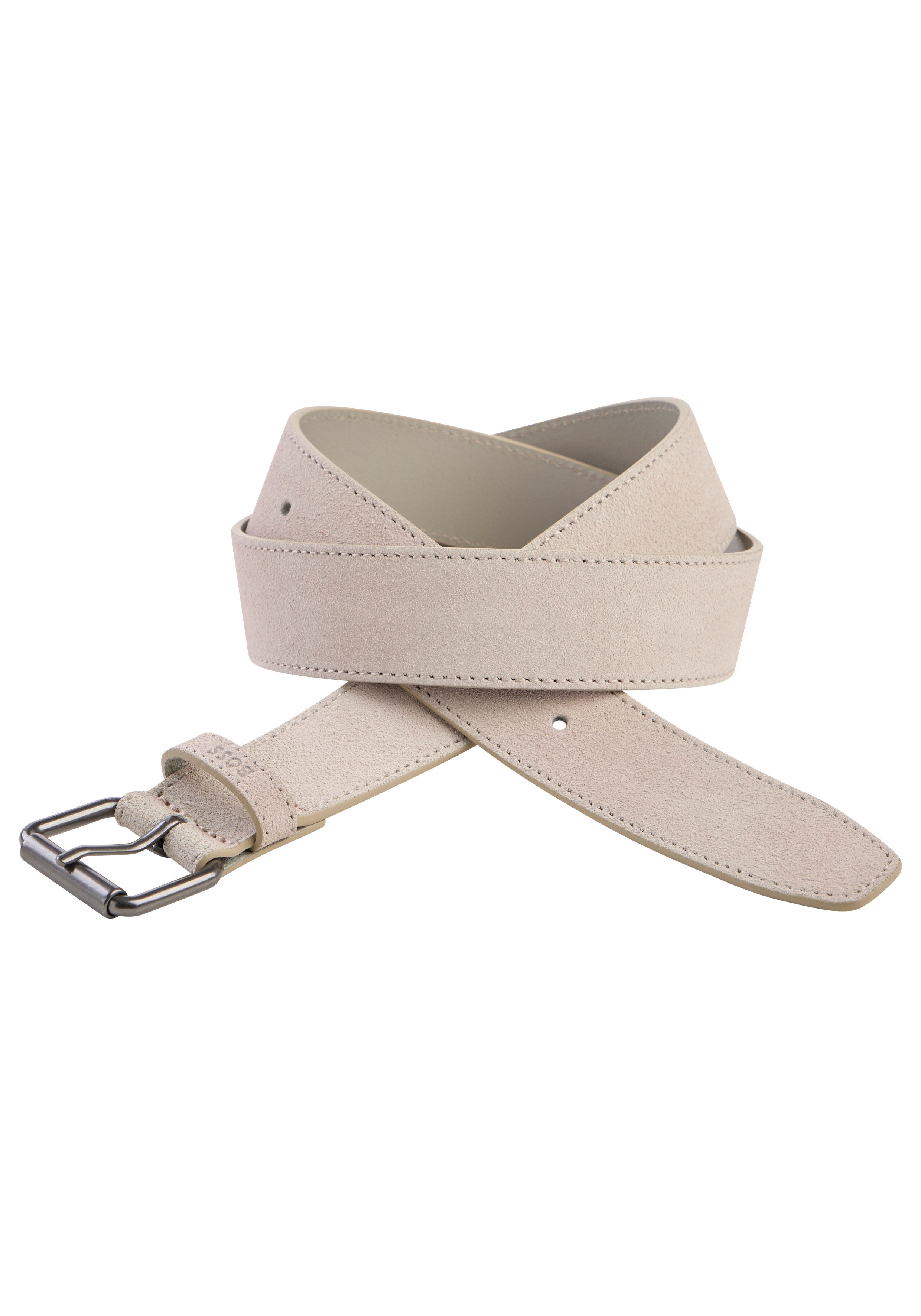 BOSS Ledergürtel Narun-Sd Sz35 aus Veloursleder, Made in Italy