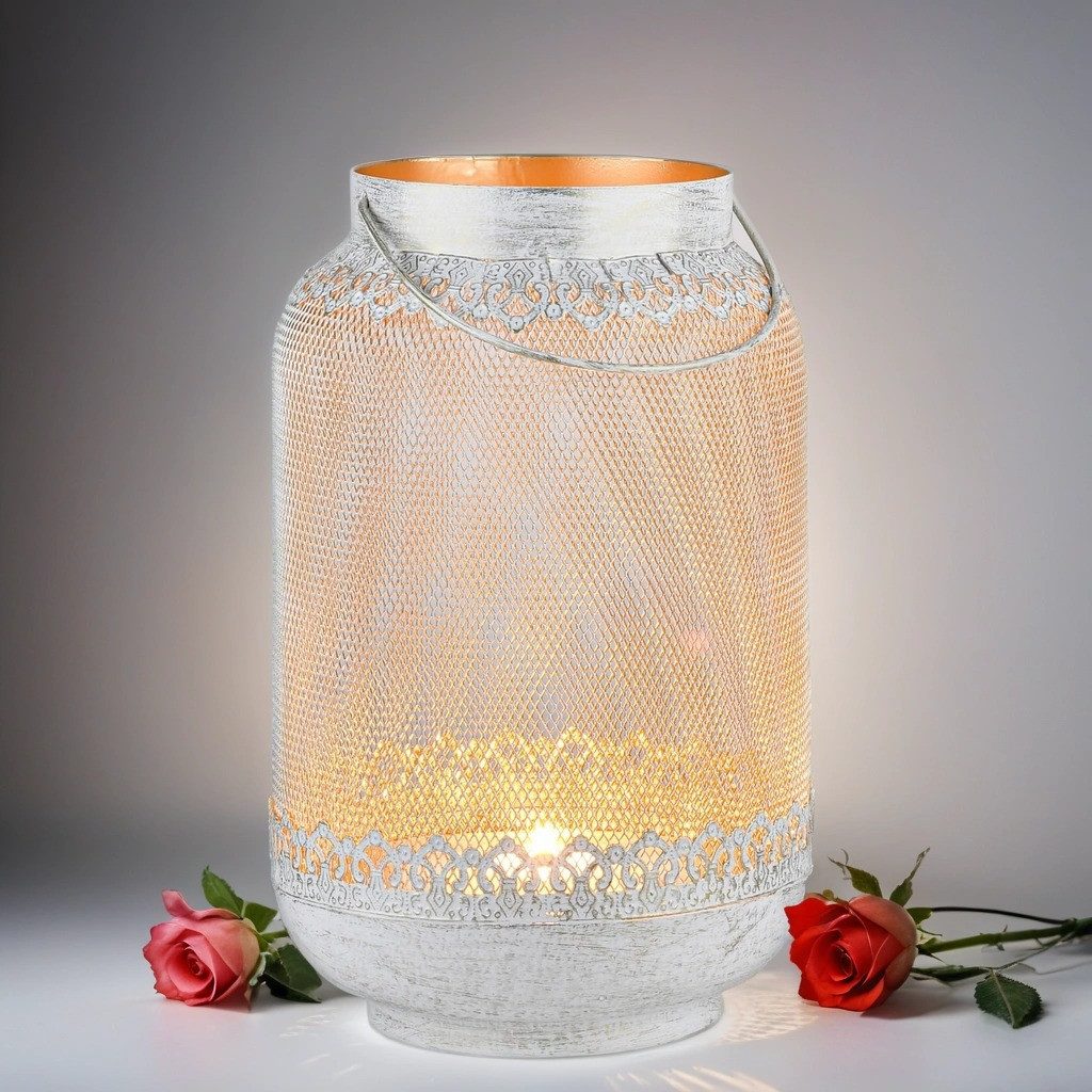 Marrakesch Orient & Mediterran Interior Teelichthalter 2er Set Boho Deko Windlicht Teelichthalter Kerzenhalter Edna 32cm (1 St., 2er Set), Handarbeit