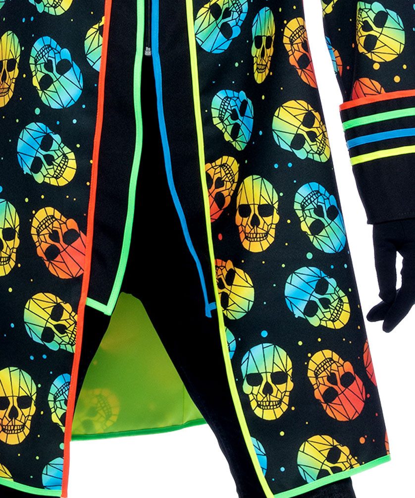 Karneval-Klamotten Kostüm La Catrina Tag der Toten Herrenkostüm Jacke Neon, Dia de los Muertos Männer Halloweenkostüm Totenkopf Jacke Karneval