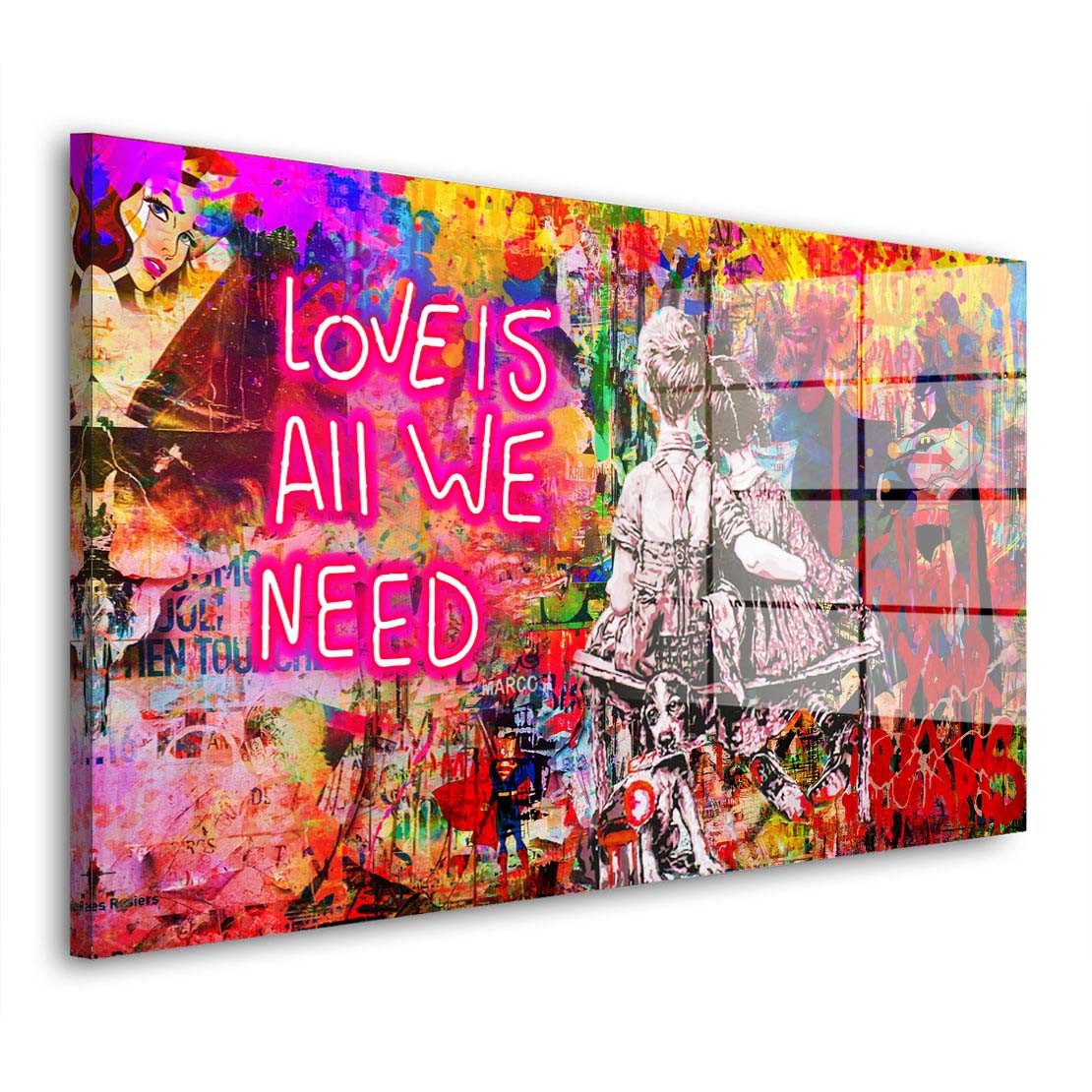 Artedinoi Acrylglasbild Pop Street Art Love Is All We Need Acrylglas Wandbild Bild Wanddeko Wo