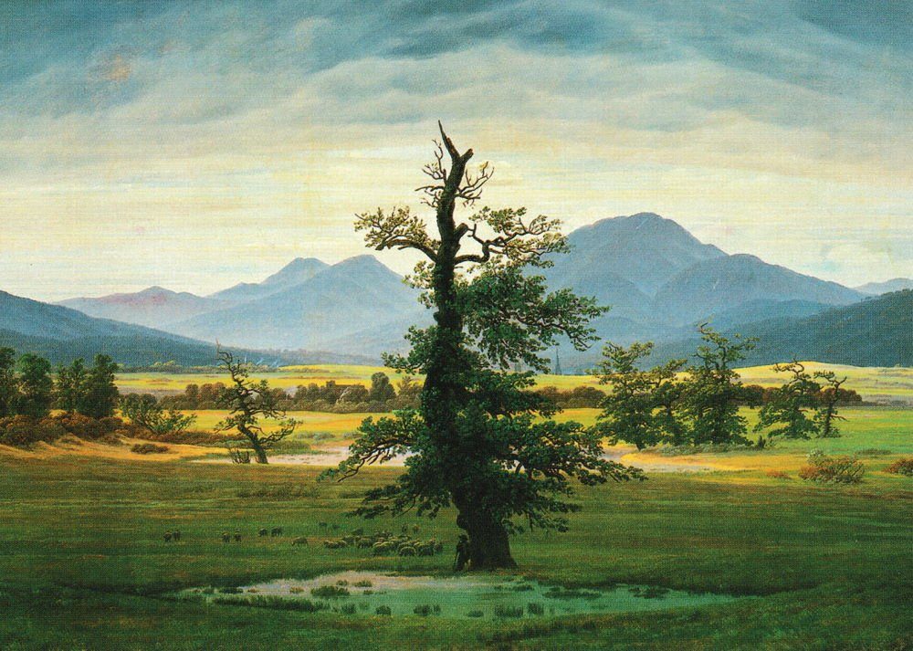 Postkarte Kunstkarte Caspar David Friedrich "Der Baum" einsame