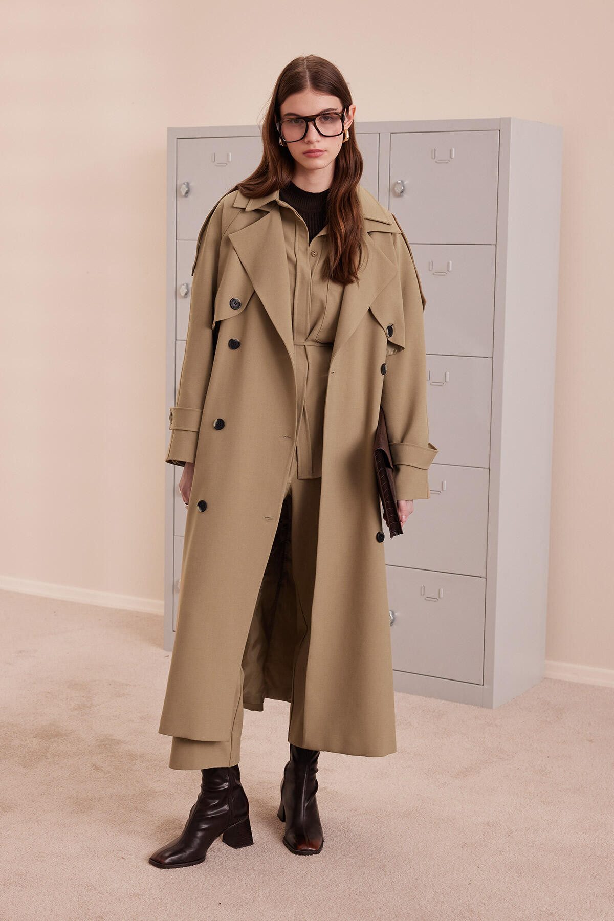 MANUKA Trenchcoat Premium Übergröße Schwarzer Trenchcoat