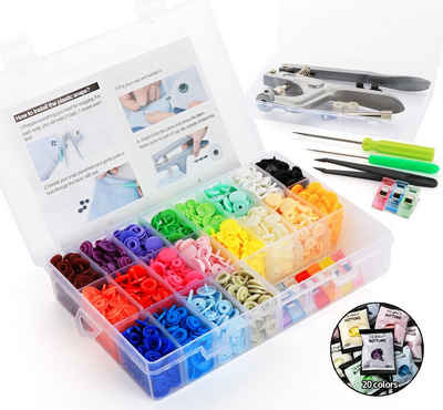 Homewit Druckknopf Snaps Zange mit 400 T5 Nähfrei Druckknöpfe in 20 Farben, Für DIY Basteln, Kinderbekleidung, Taschen, Kleidung Repareren
