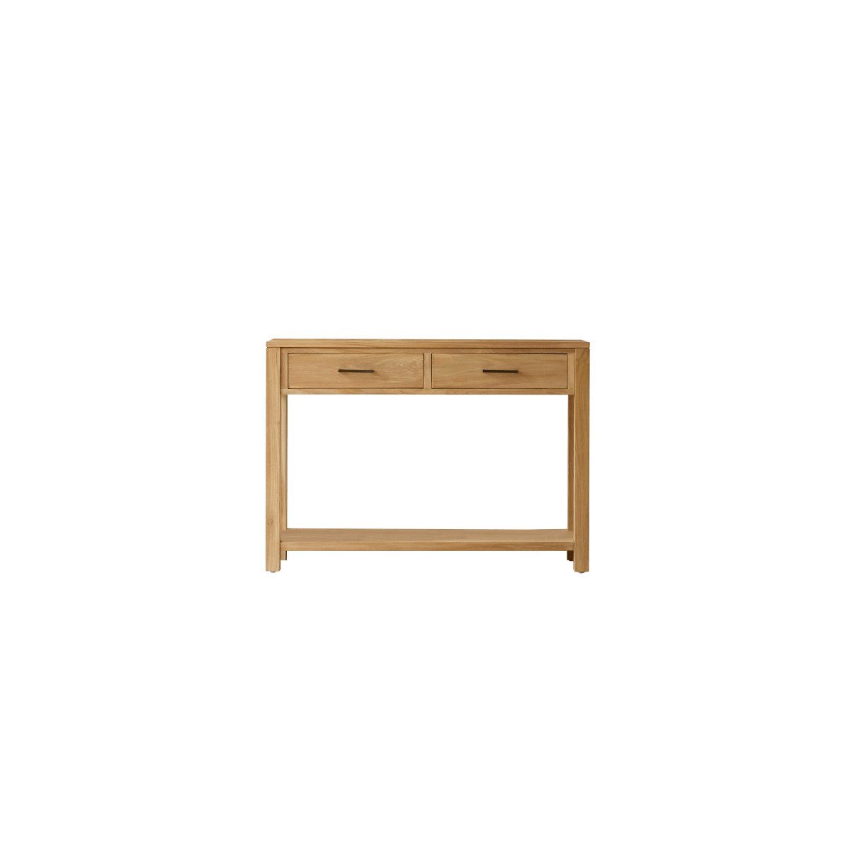 Tikamoon Konsolentisch Konsole aus massivem Teakholz 110 cm breit Sideboard mit zwei Schublad