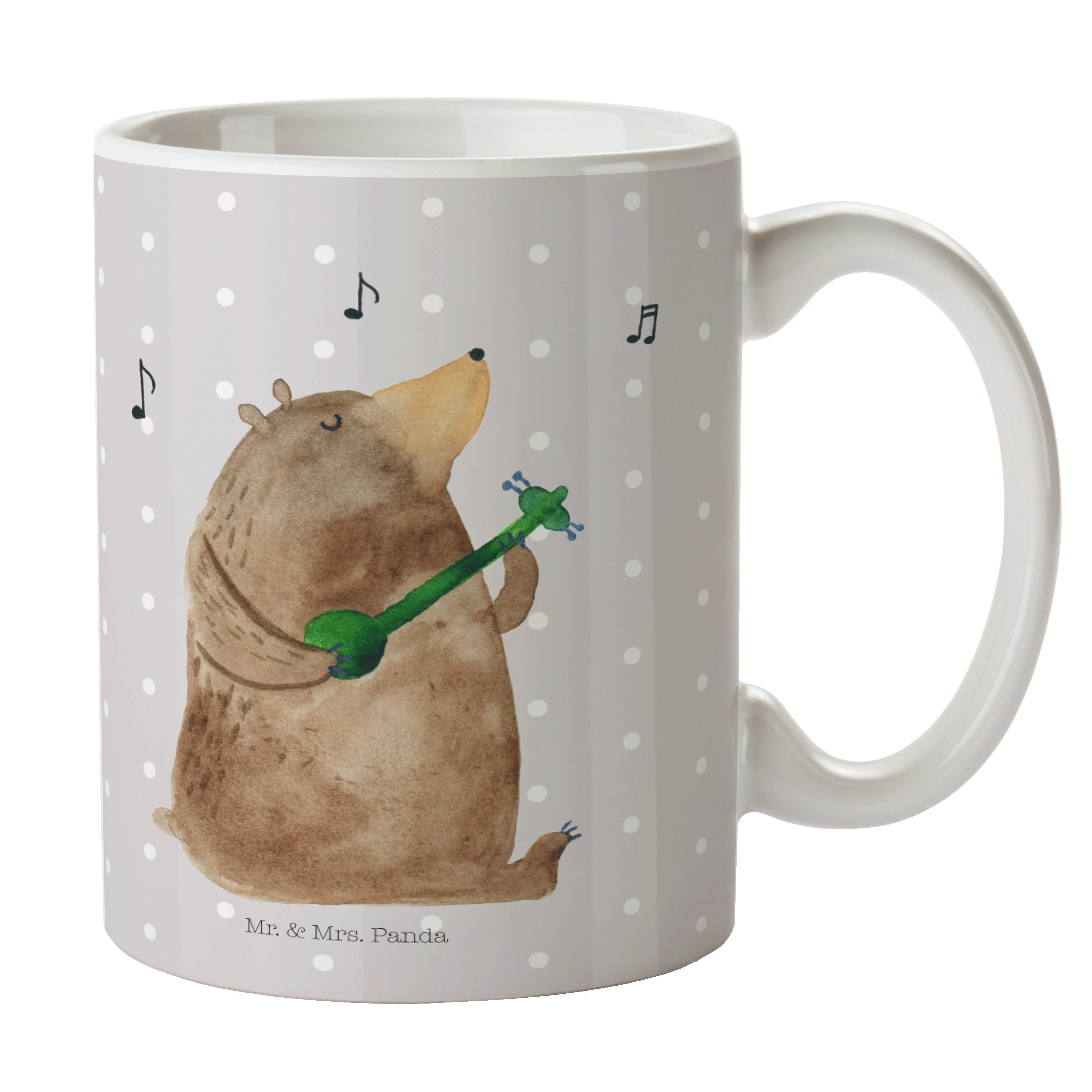 Mr. & Mrs. Panda Tasse Bär Gitarre - Grau Pastell - Geschenk, Tasse Motive, Teddy, Becher, T, Keramik