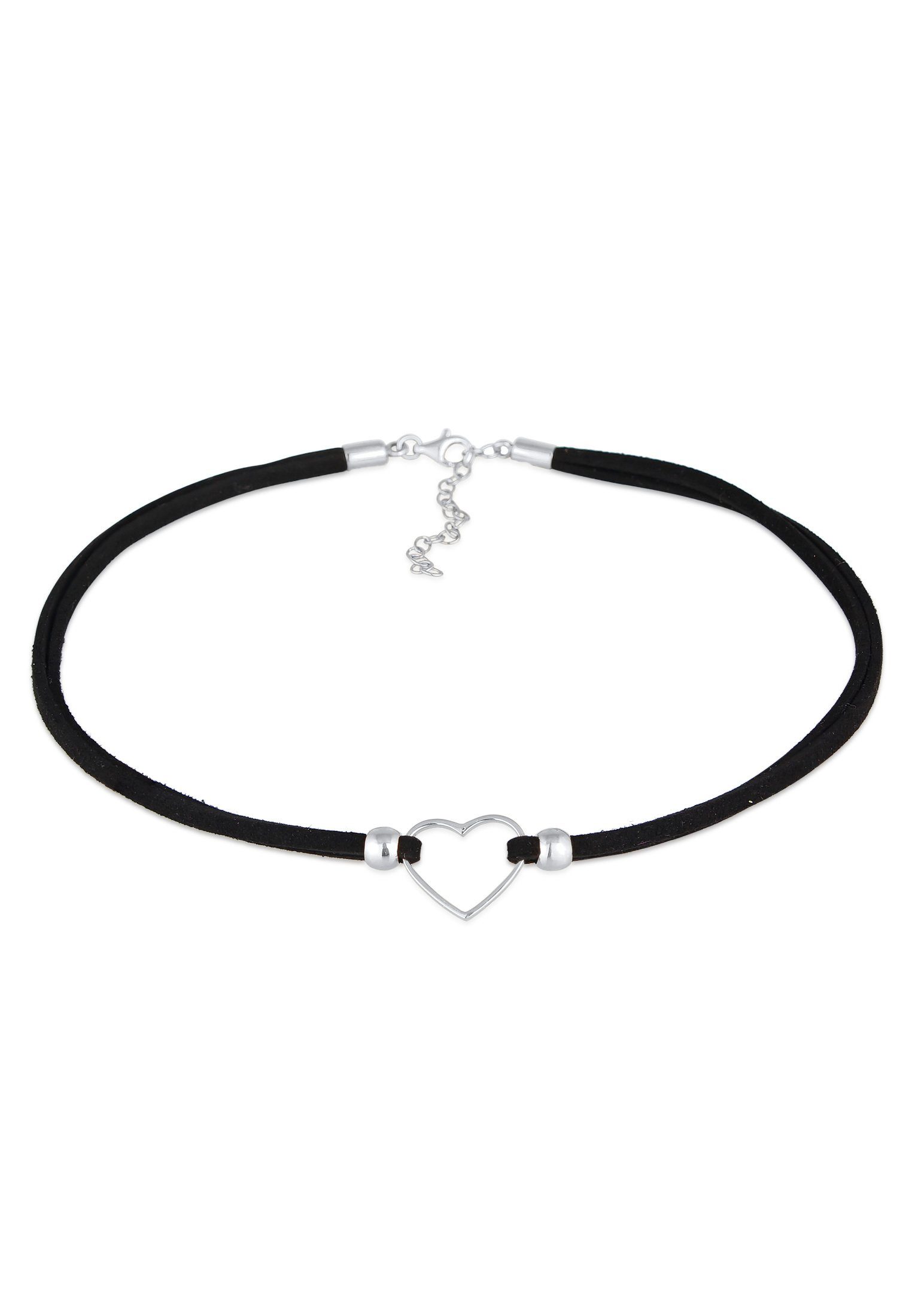 Elli Choker Choker Herz Halsband Schwarz 925 Silber