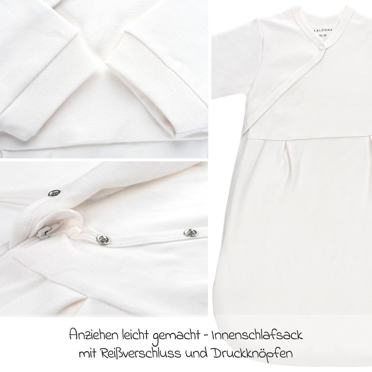 LaLoona Schlafsack Dots - Light Taupe, Ganzjahres Baby Schlafsack Set 2-tlg. Gr. Gr. 62/68 cm - Baumwolle