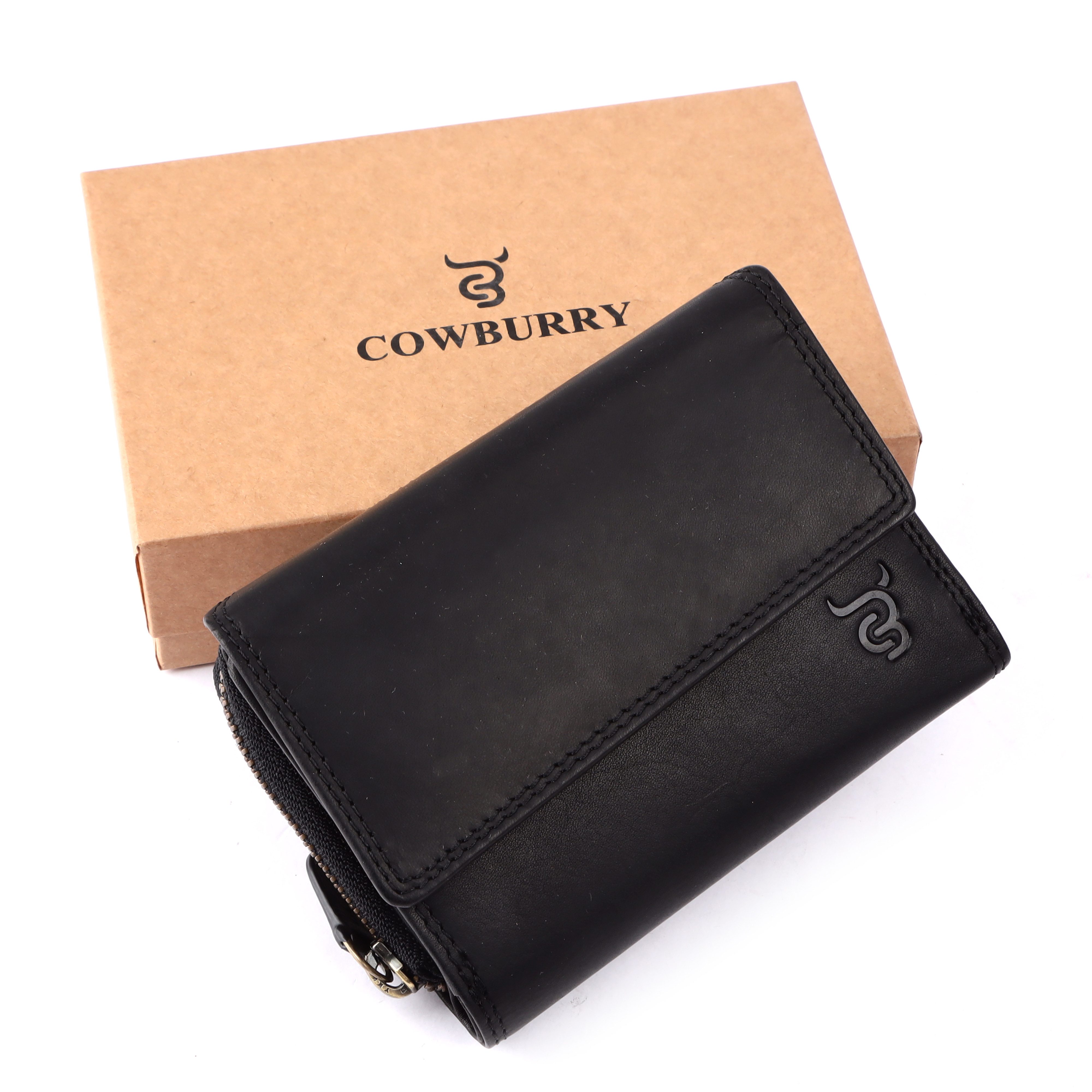 Cow Burry Geldbörse Cow Burry Damen Geldbörse Echtes Leder, Hochwertige Vintage Geldbörse