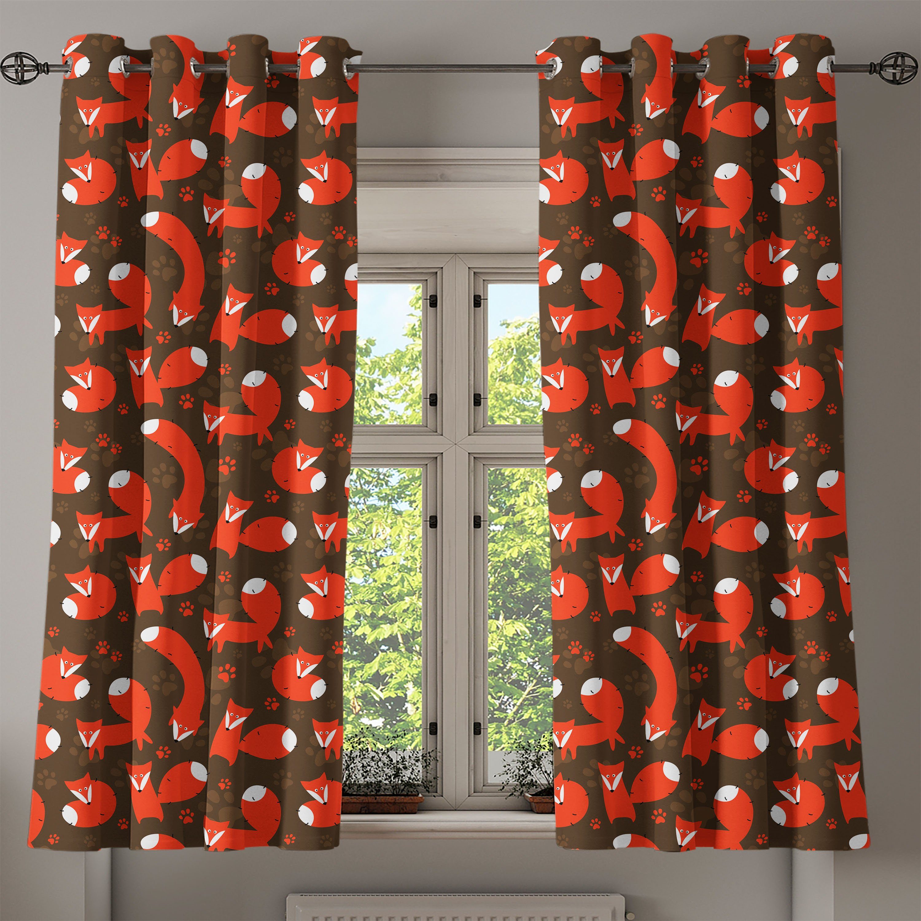 von Schlafzimmer Fuchs 2-Panel-Fenstervorhänge Forest für Gardine Abakuhaus, Wohnzimmer, Dekorative Vulpe