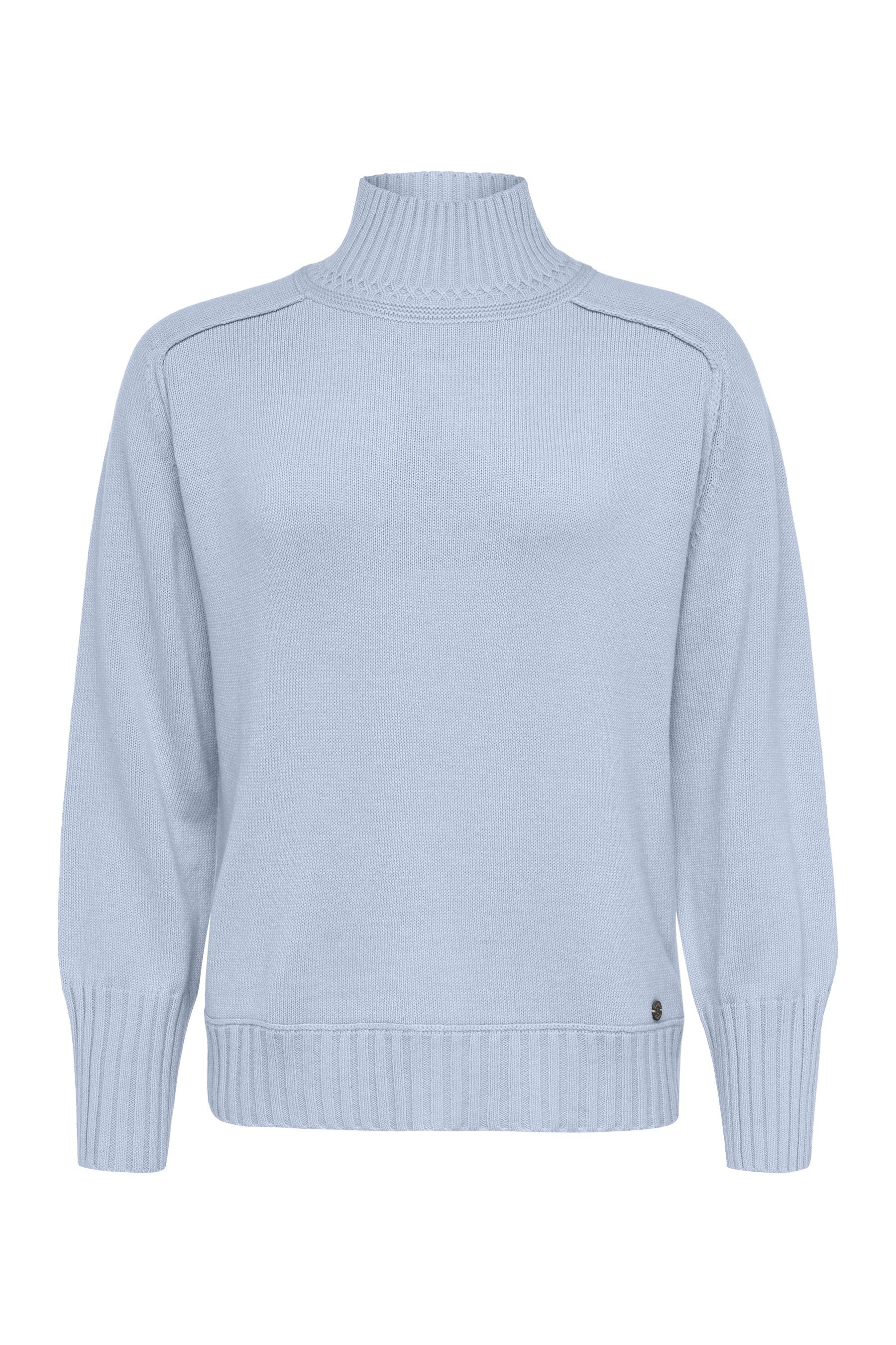 Zaubermond Strickpullover Damen Taillierter Pullover mit hohem Stehkragen und Raglan Blau