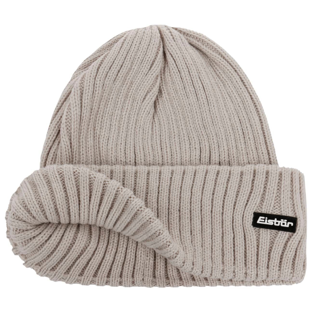 beige Wintermütze Umschlag Strickmütze Eisbär mit (1-St)