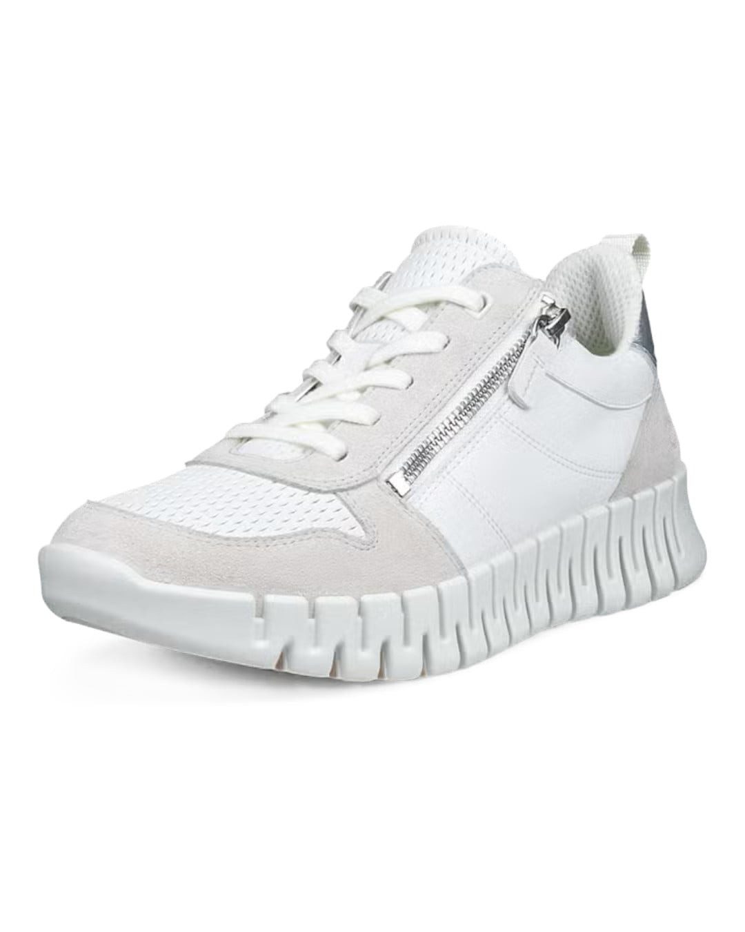 Ecco Gruuv Zip Lace (Premium-Leder) weiss Damen Sneaker