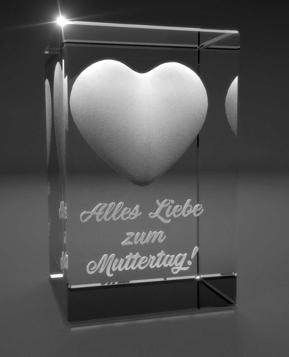 Alles Muttertag!, Familienbetrieb I VIP-LASER zum Liebe Geschenkbox, 3D Made Dekofigur Glasquader I Hochwertige Herz in Germany,