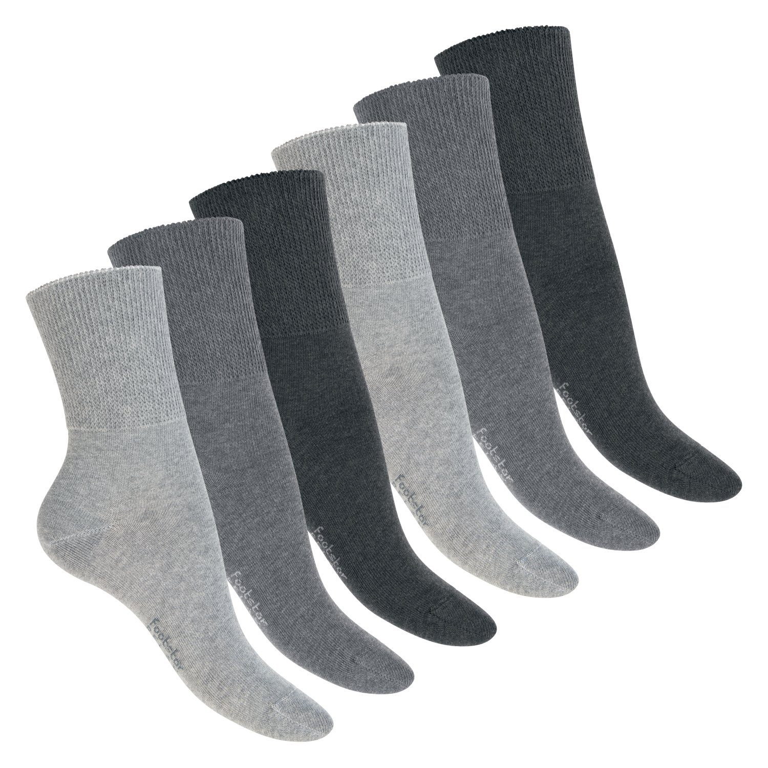 Footstar Gesundheitssocken Gesundheits Diabetiker Socken für Damen & Herren (6 Paar) Classic Grey