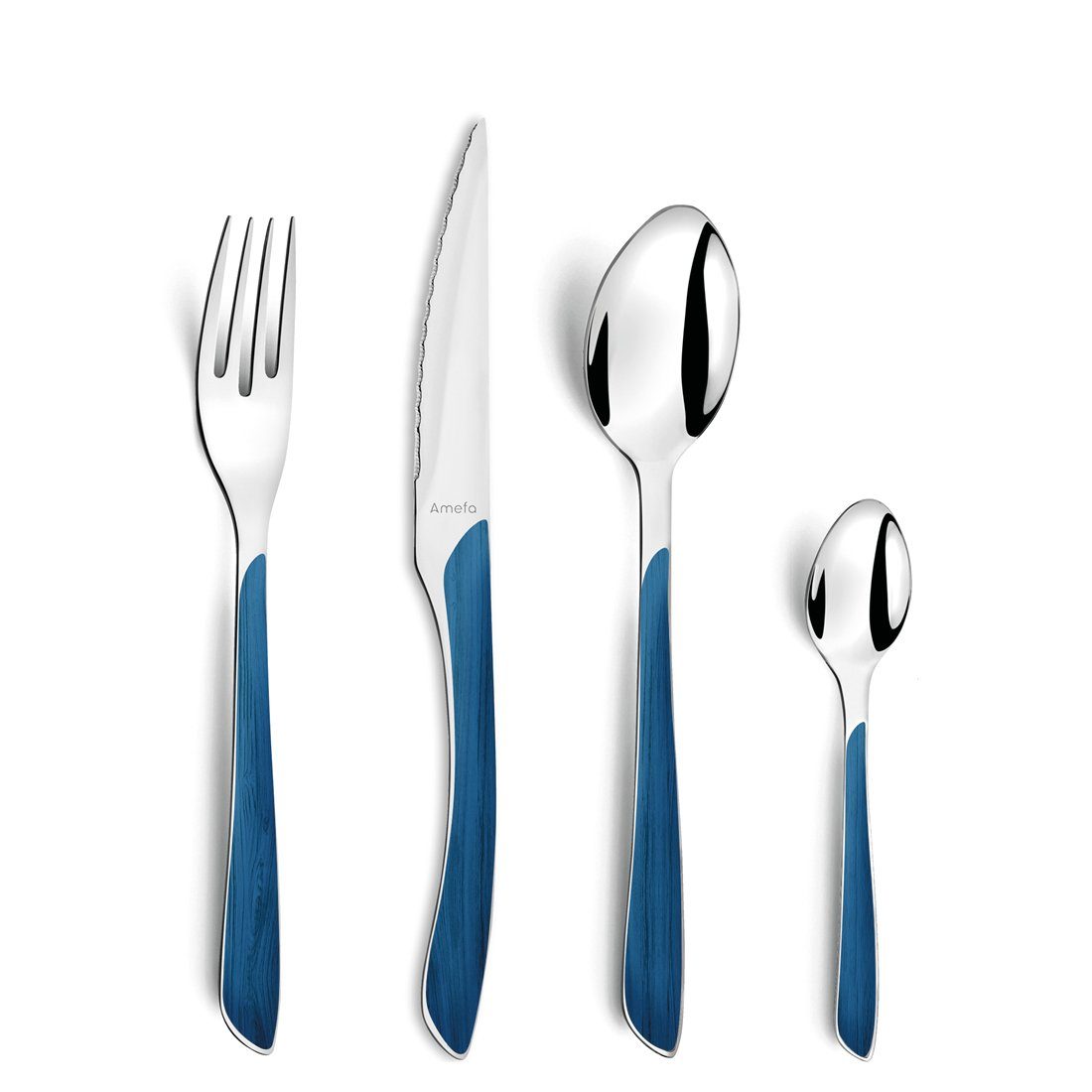 Amefa Besteck-Set ECLAT NATURE (24-tlg), 6 Personen, Edelstahl Rostfrei 18/0, spülmaschinenfest, in blau, hochglanzpoliert