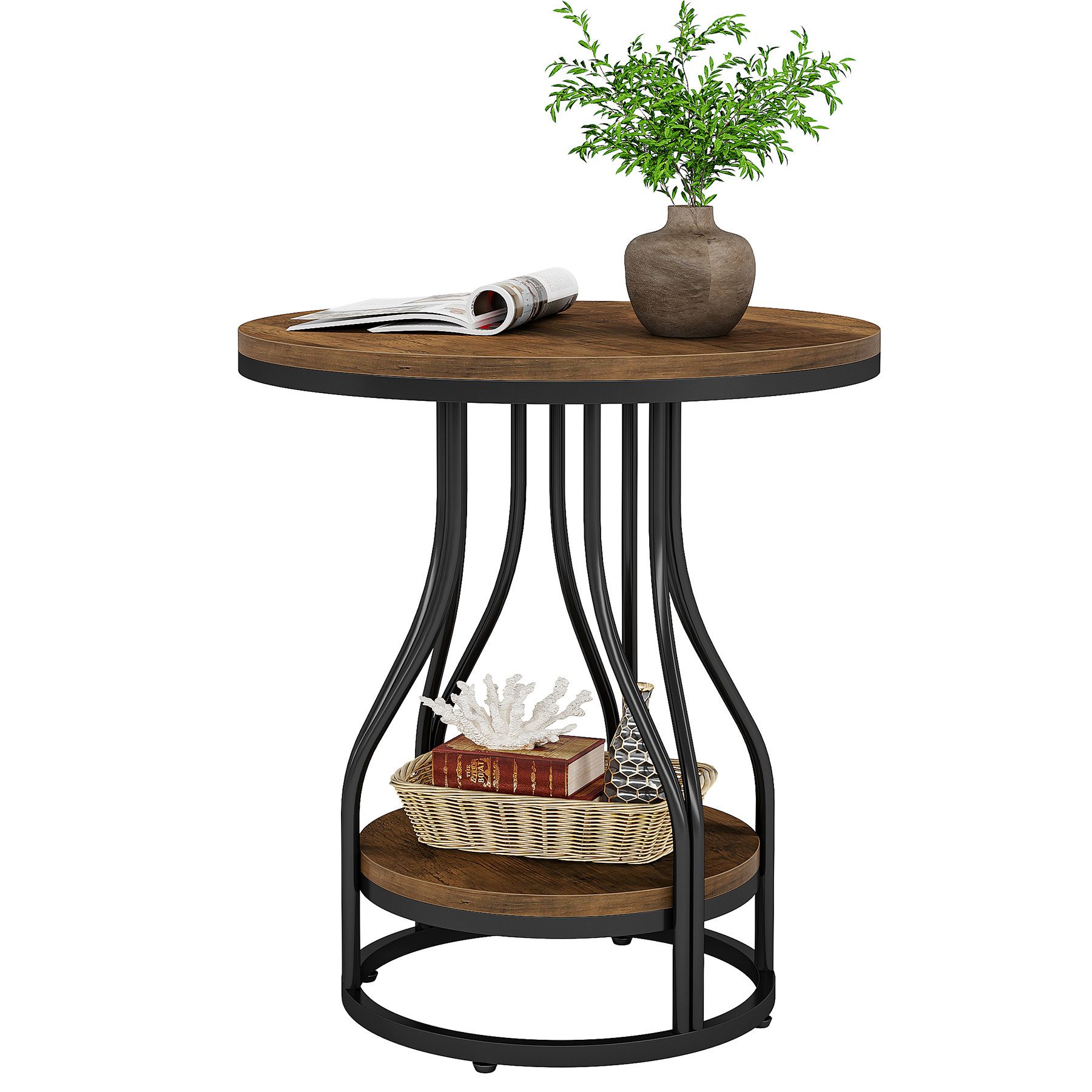 Tribesigns Beistelltisch Runder Beistelltisch in Weißgold, Beistelltisch mi günstig online kaufen