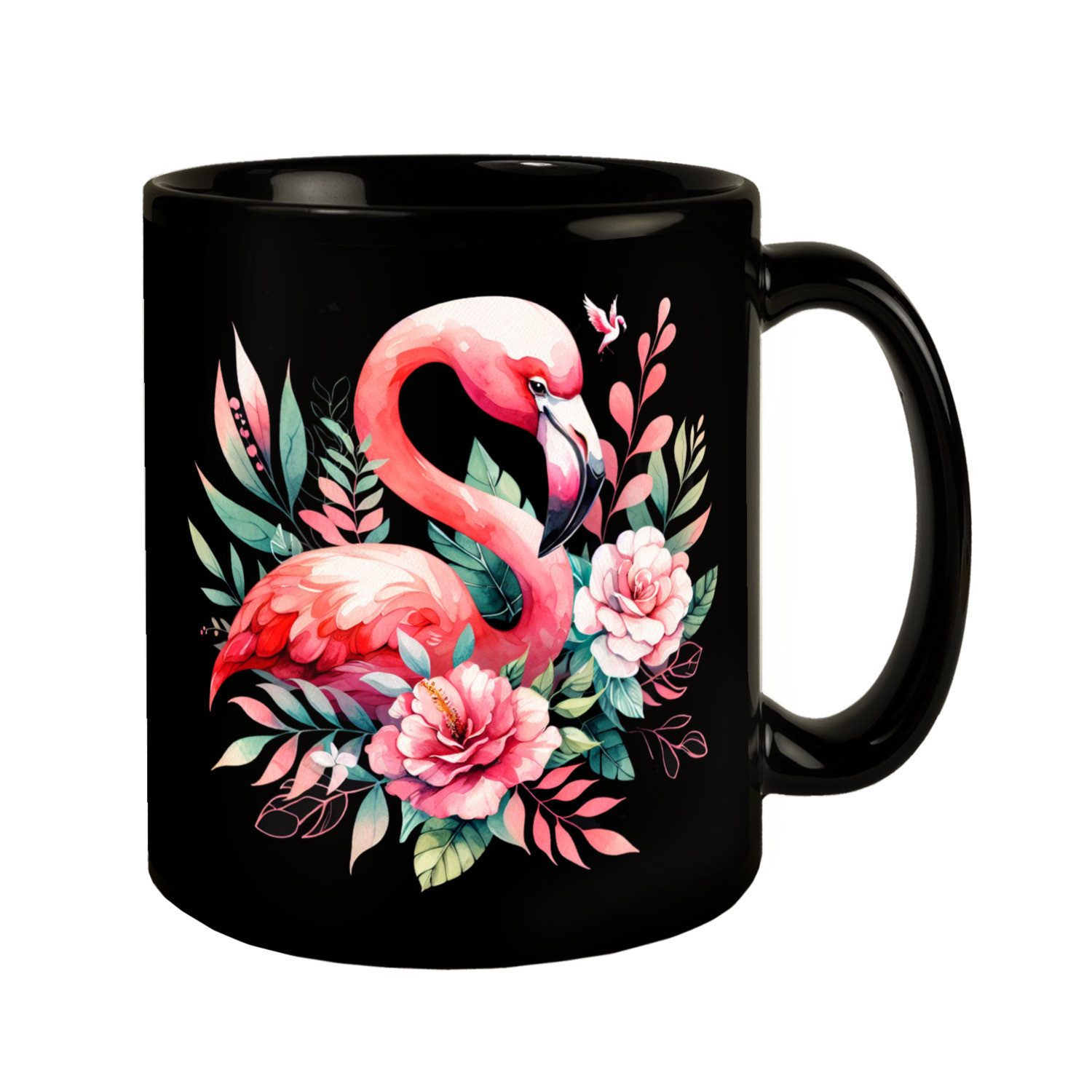 Tasse Rosa Flamingo Tasse in Schwarz