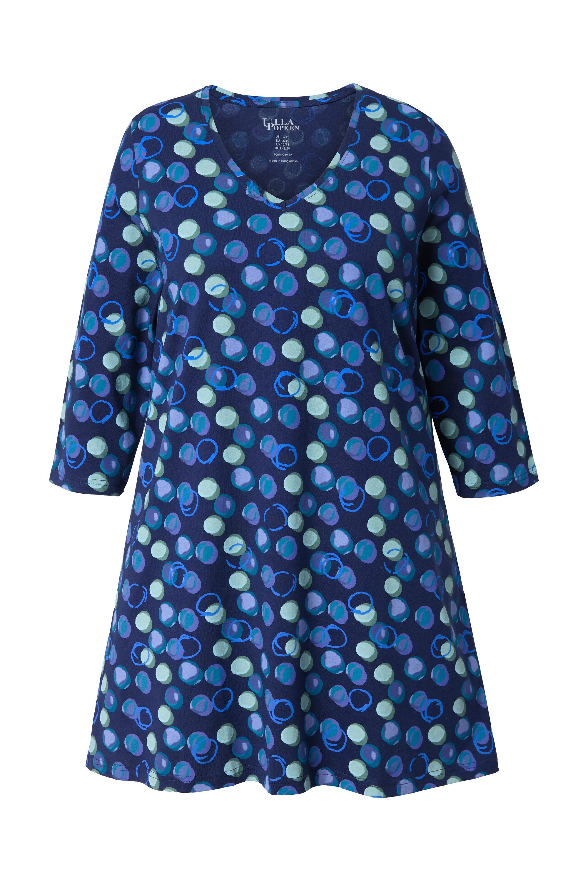 Ulla Popken Longshirt Longshirt Punkte A-Linie V-Ausschnitt 3/4-Arm günstig online kaufen