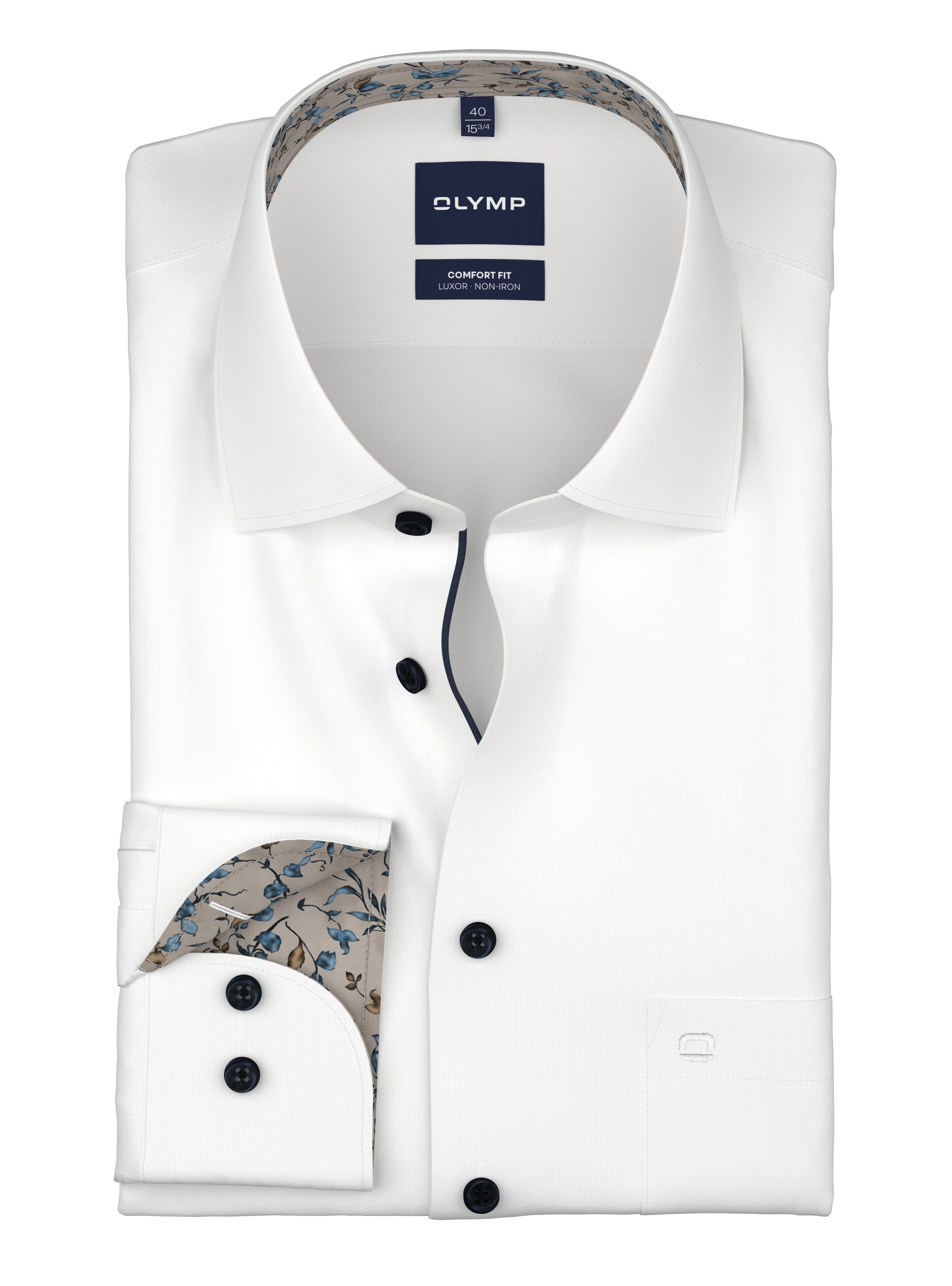 OLYMP Langarmhemd Luxor Businesshemd, New-Kentkragen, Comfort Fit