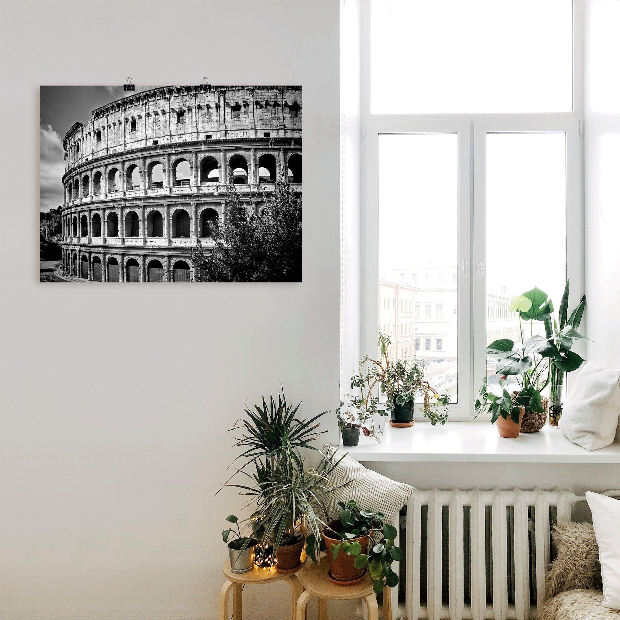 Artland Wandbild Rom Kolosseum Monochrom, Alubild, Wandaufkleber oder Poster Leinwandbild, versch. Rom in (1 als St), Größen