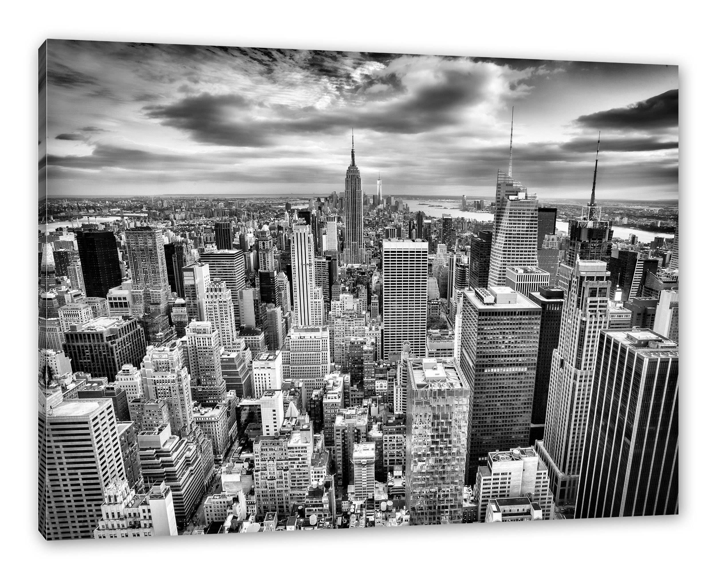 St), Leinwandbild Leinwandbild Skyline von bespannt, York, inkl. Pixxprint fertig New New York von Skyline Zackenaufhänger (1